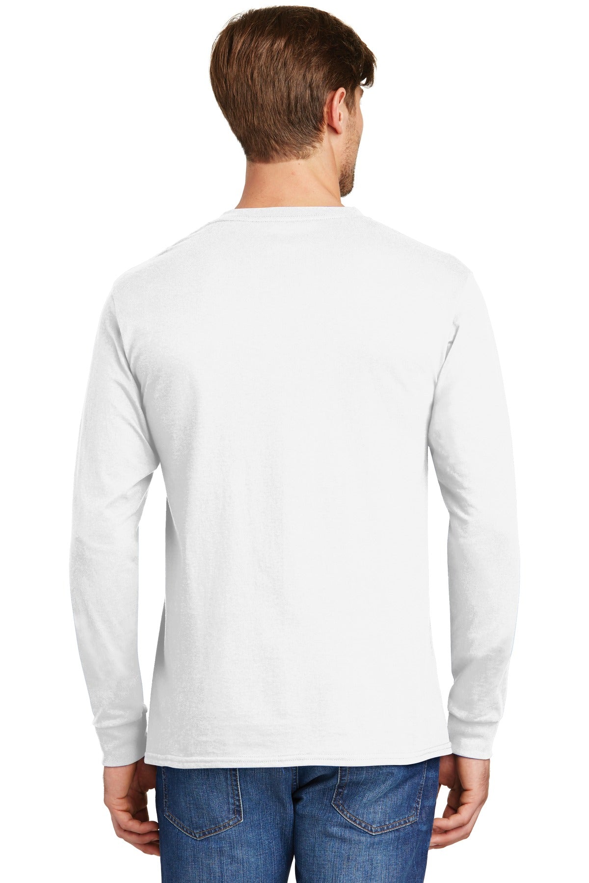 Hanes® - Authentic 100% Cotton Long Sleeve T-Shirt. 5586 [White] - DFW Impression