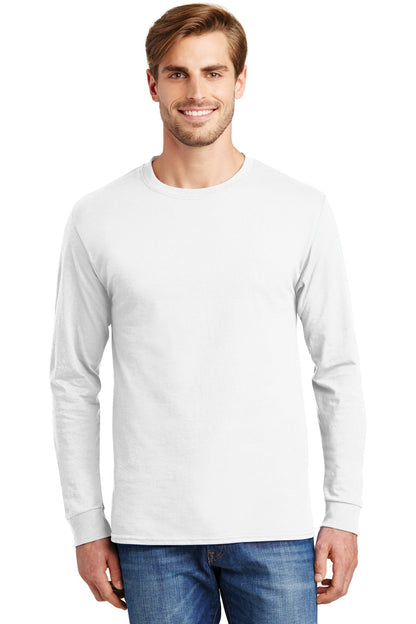 Hanes® - Authentic 100% Cotton Long Sleeve T-Shirt. 5586 [White] - DFW Impression