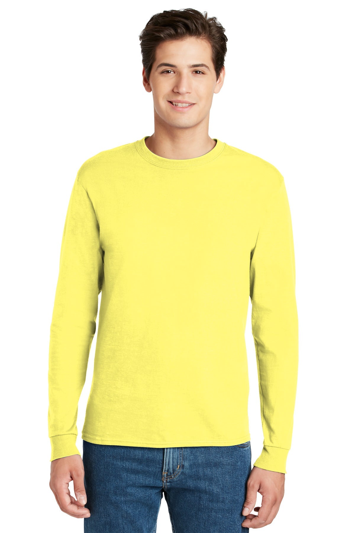 Hanes® - Authentic 100% Cotton Long Sleeve T-Shirt. 5586 [Yellow] - DFW Impression