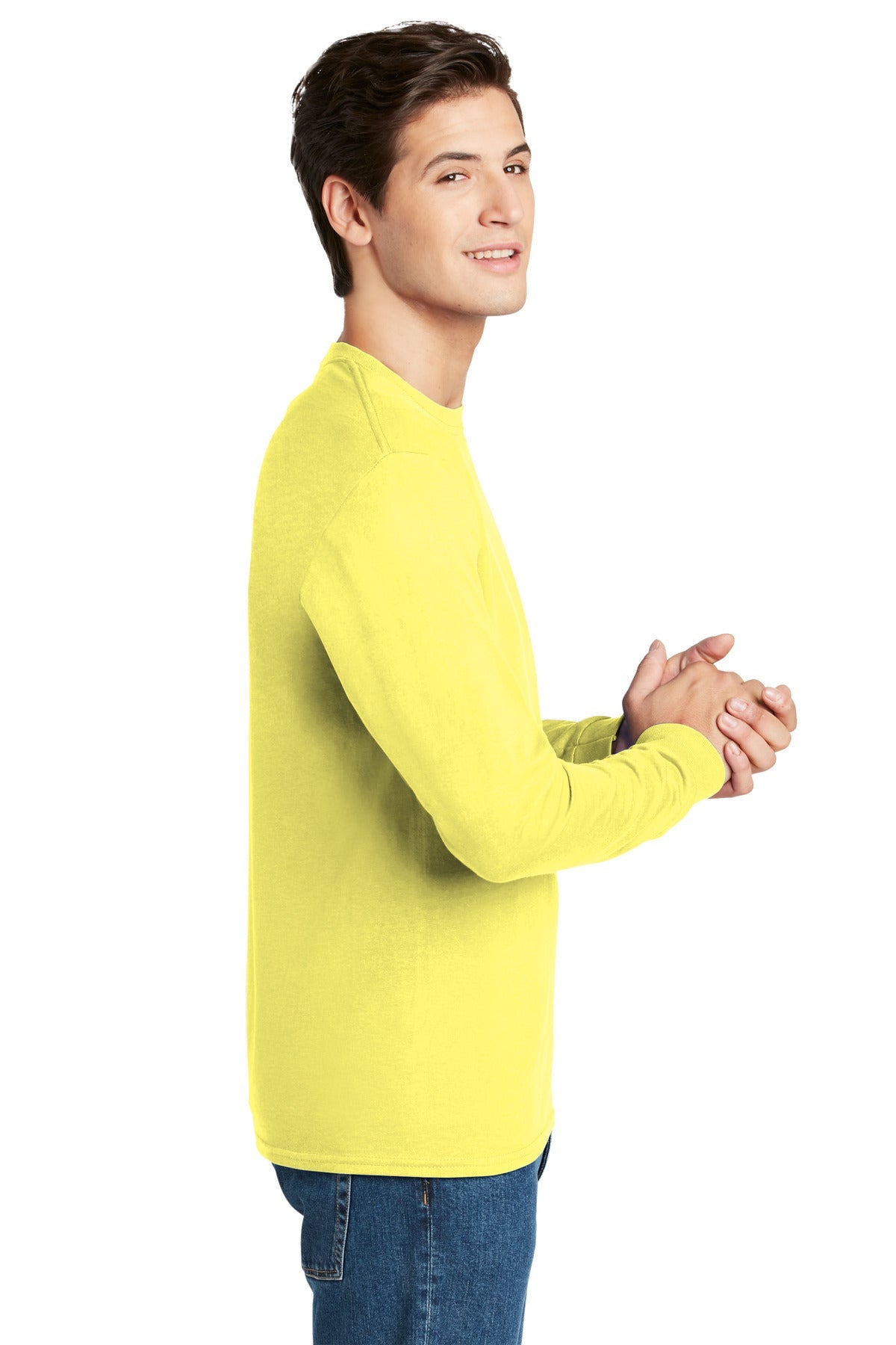 Hanes® - Authentic 100% Cotton Long Sleeve T-Shirt. 5586 [Yellow] - DFW Impression