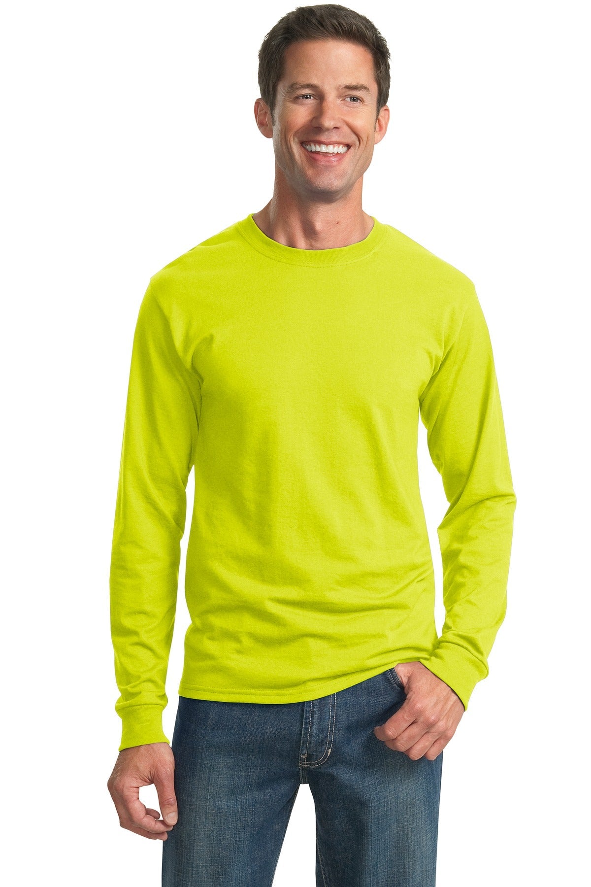 JERZEES® - Dri-Power® 50/50 Cotton/Poly Long Sleeve T-Shirt. 29LS [Safety Green] - DFW Impression