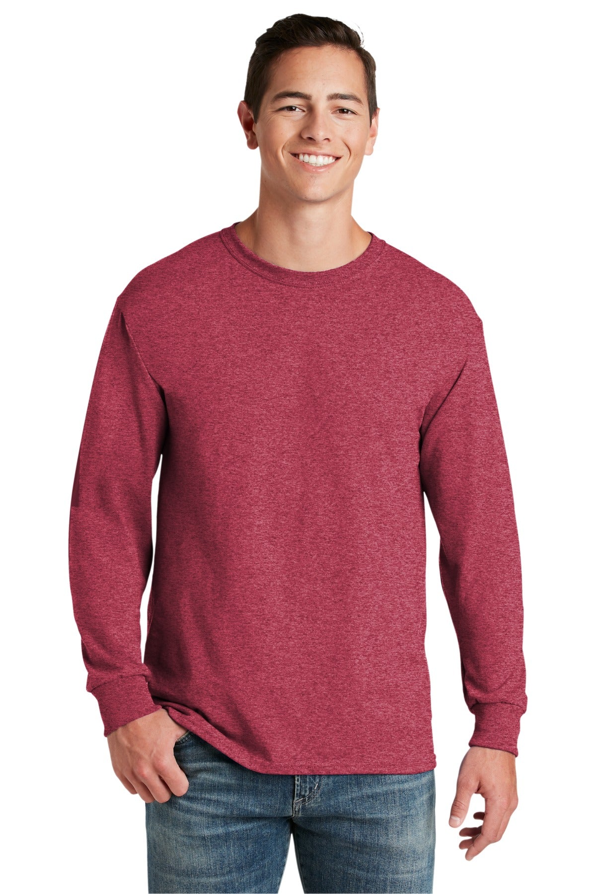 JERZEES® - Dri-Power® 50/50 Cotton/Poly Long Sleeve T-Shirt. 29LS [Vintage Heather Red] - DFW Impression