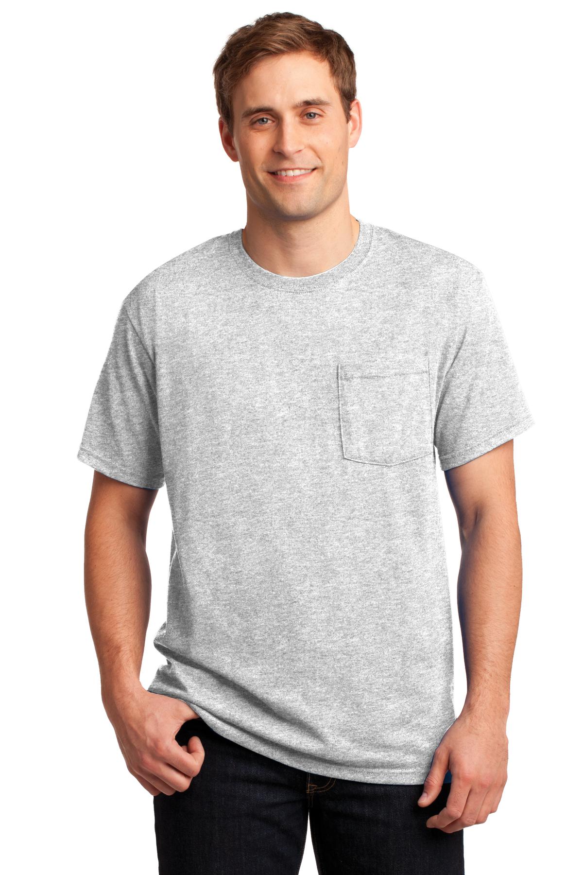 JERZEES® - Dri-Power® 50/50 Cotton/Poly Pocket T-Shirt. 29MP [Ash] - DFW Impression