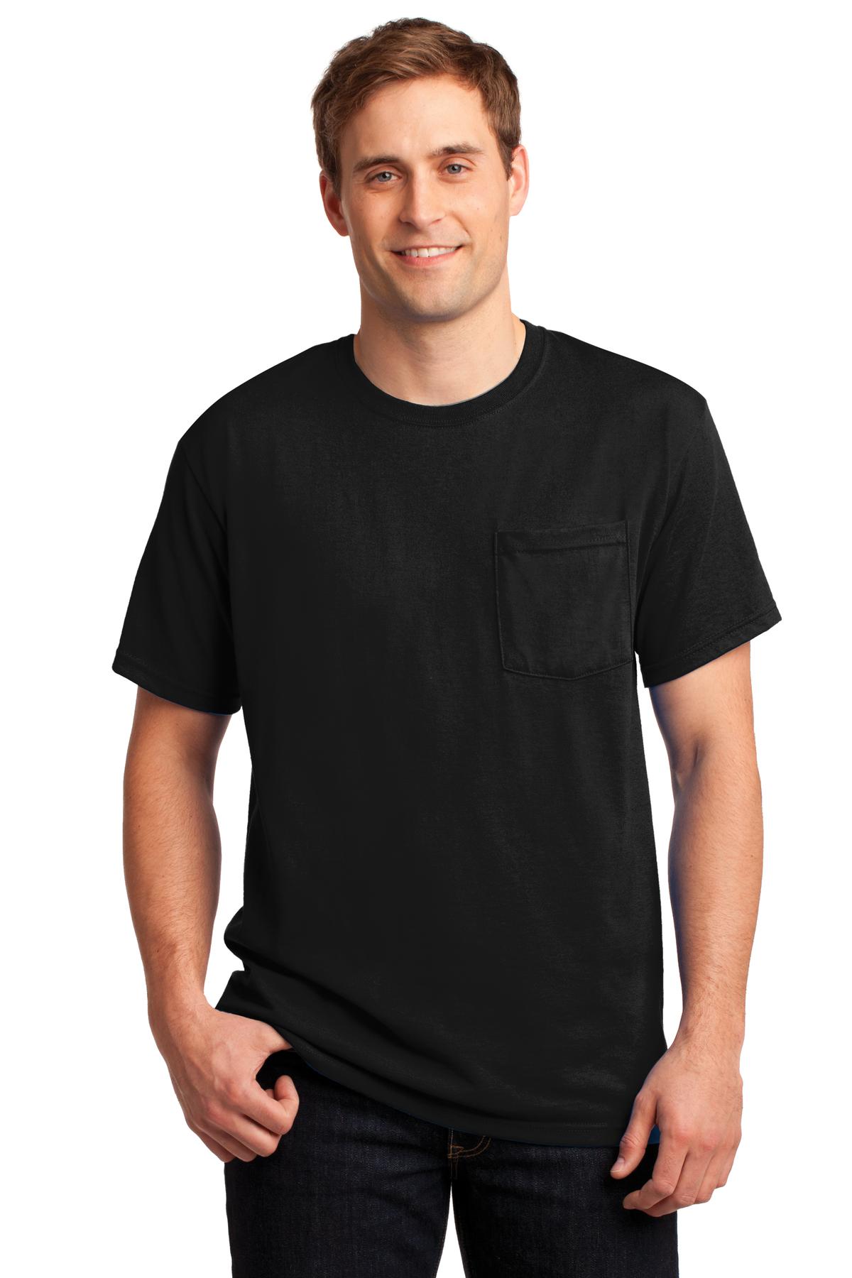 JERZEES® - Dri-Power® 50/50 Cotton/Poly Pocket T-Shirt. 29MP [Black] - DFW Impression
