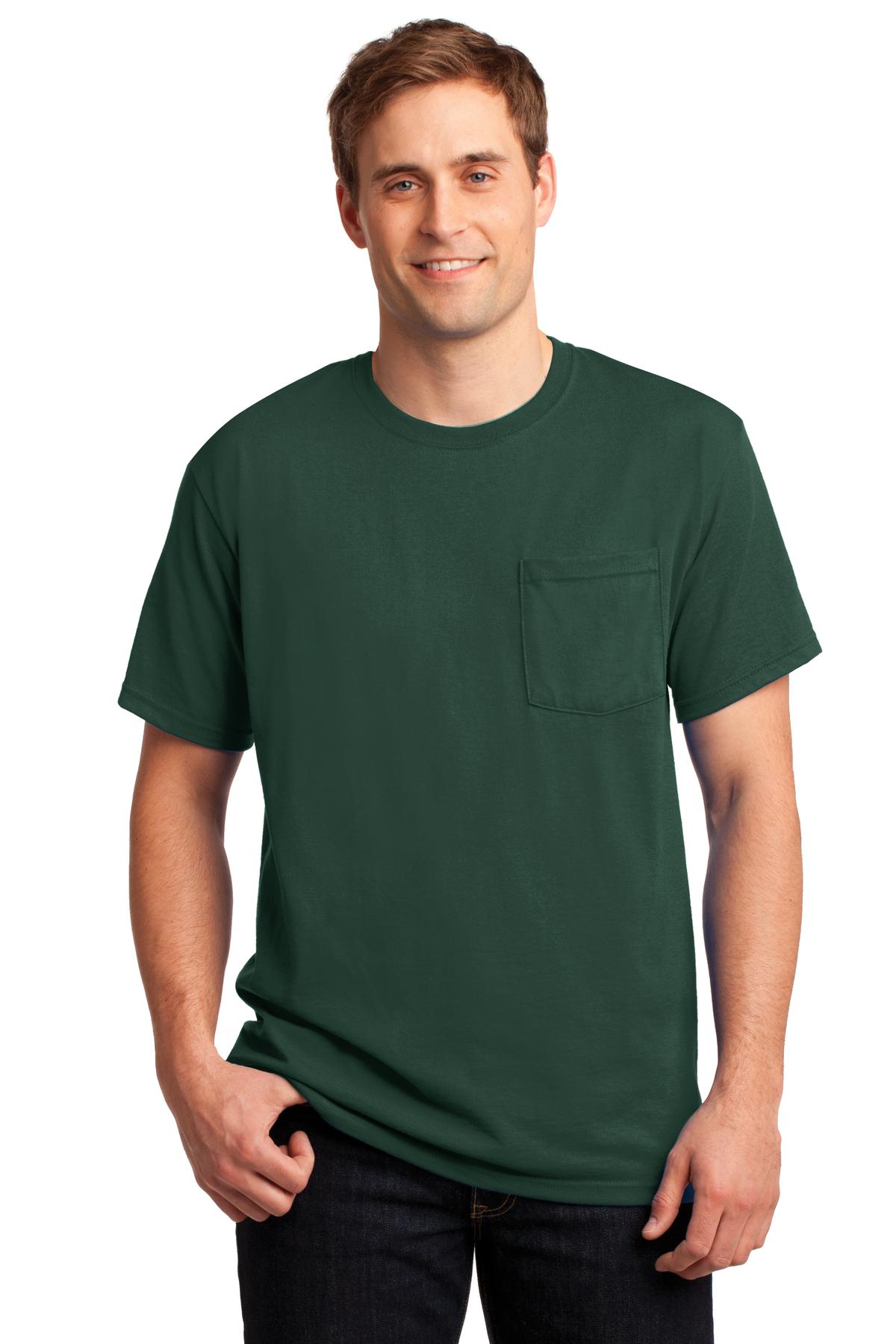 JERZEES® - Dri-Power® 50/50 Cotton/Poly Pocket T-Shirt. 29MP [Forest Green] - DFW Impression