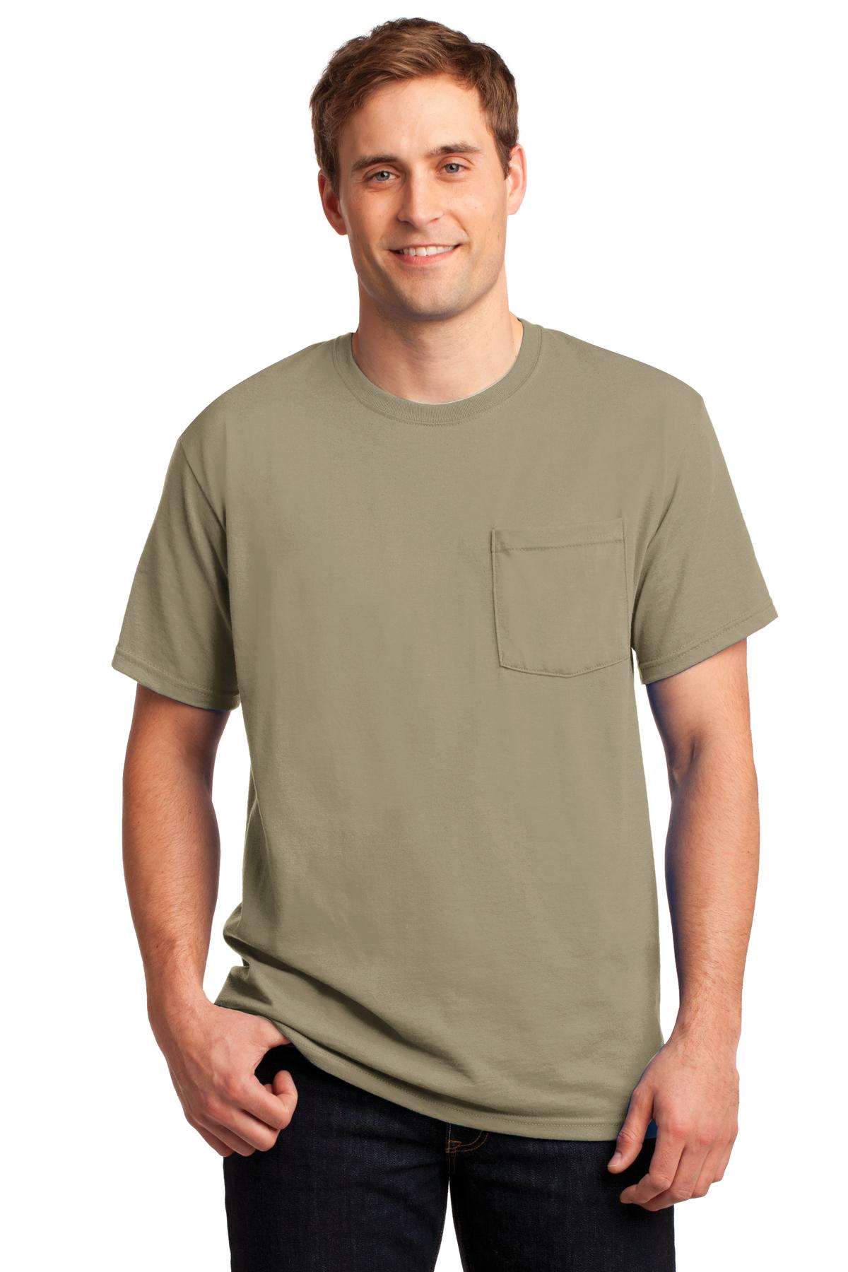 JERZEES® - Dri-Power® 50/50 Cotton/Poly Pocket T-Shirt. 29MP [Khaki] - DFW Impression