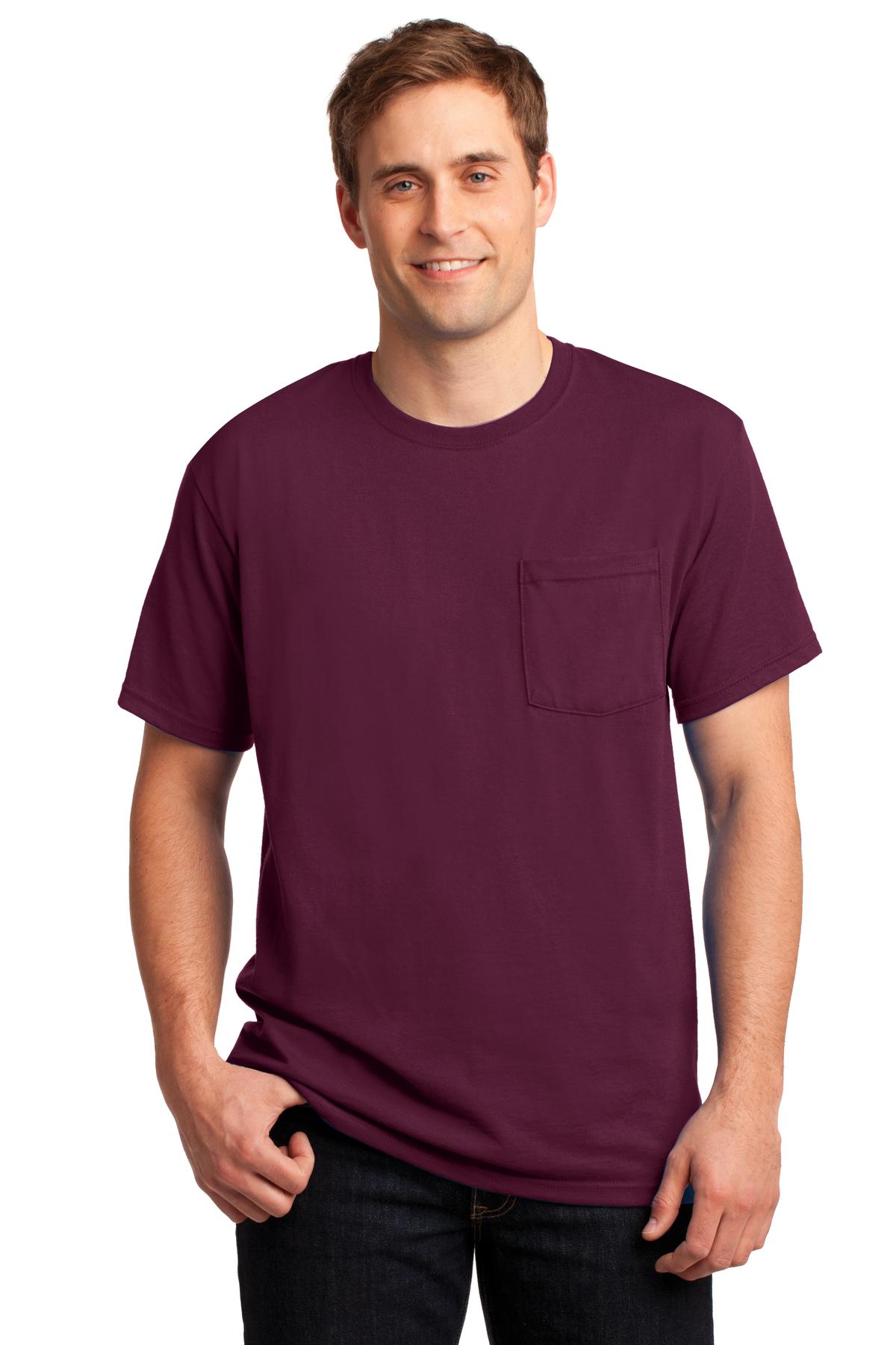 JERZEES® - Dri-Power® 50/50 Cotton/Poly Pocket T-Shirt. 29MP [Maroon] - DFW Impression