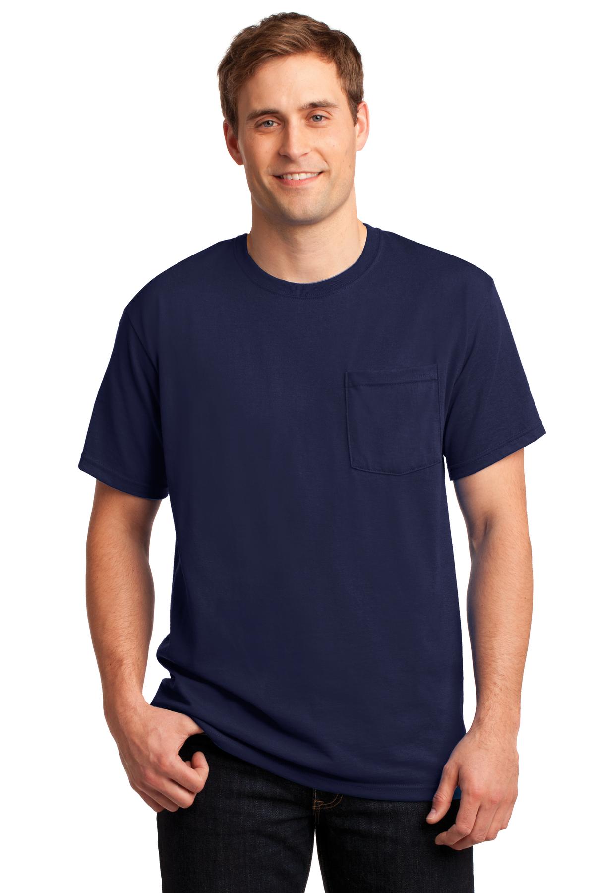 JERZEES® - Dri-Power® 50/50 Cotton/Poly Pocket T-Shirt. 29MP [Navy] - DFW Impression