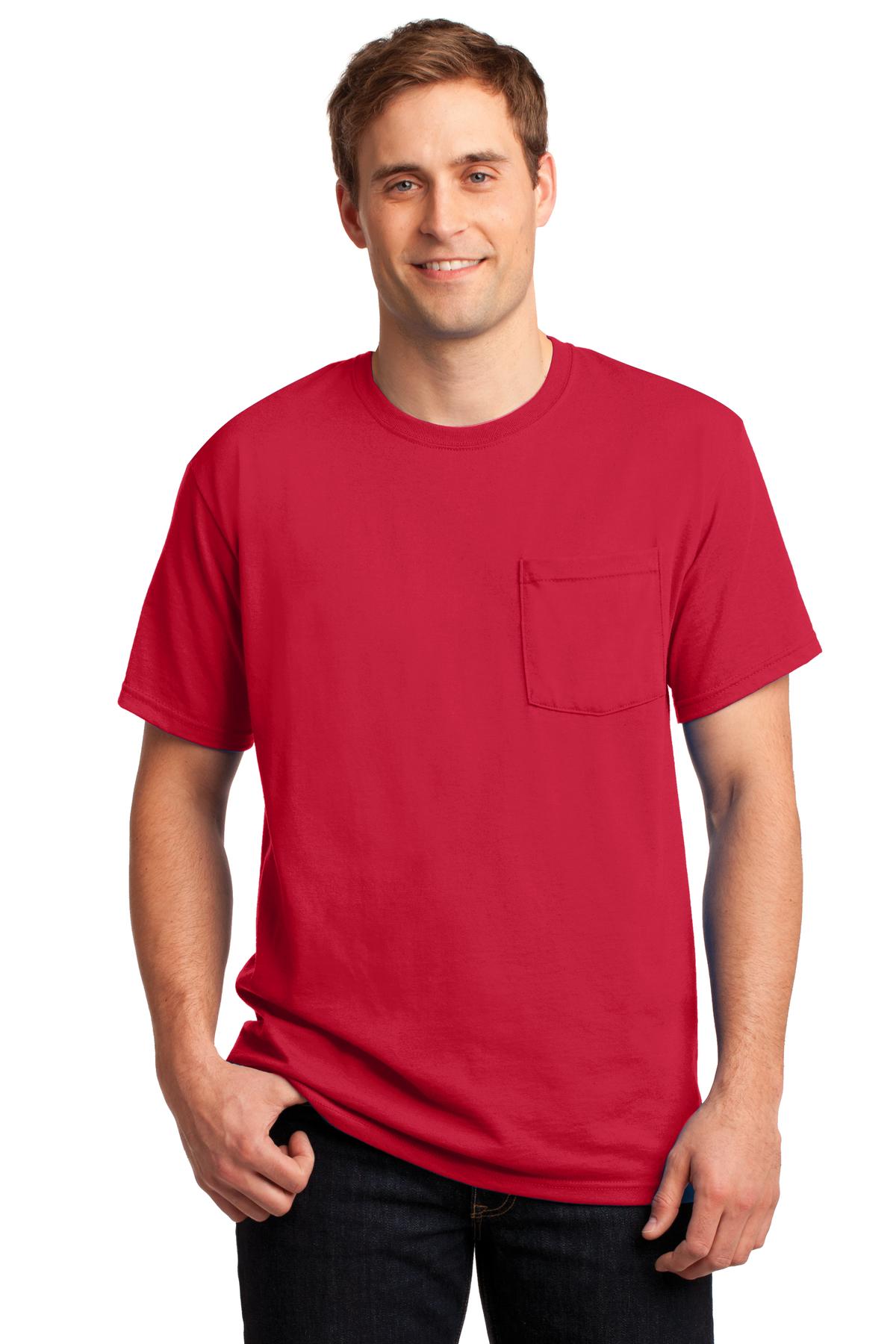 JERZEES® - Dri-Power® 50/50 Cotton/Poly Pocket T-Shirt. 29MP [True Red] - DFW Impression