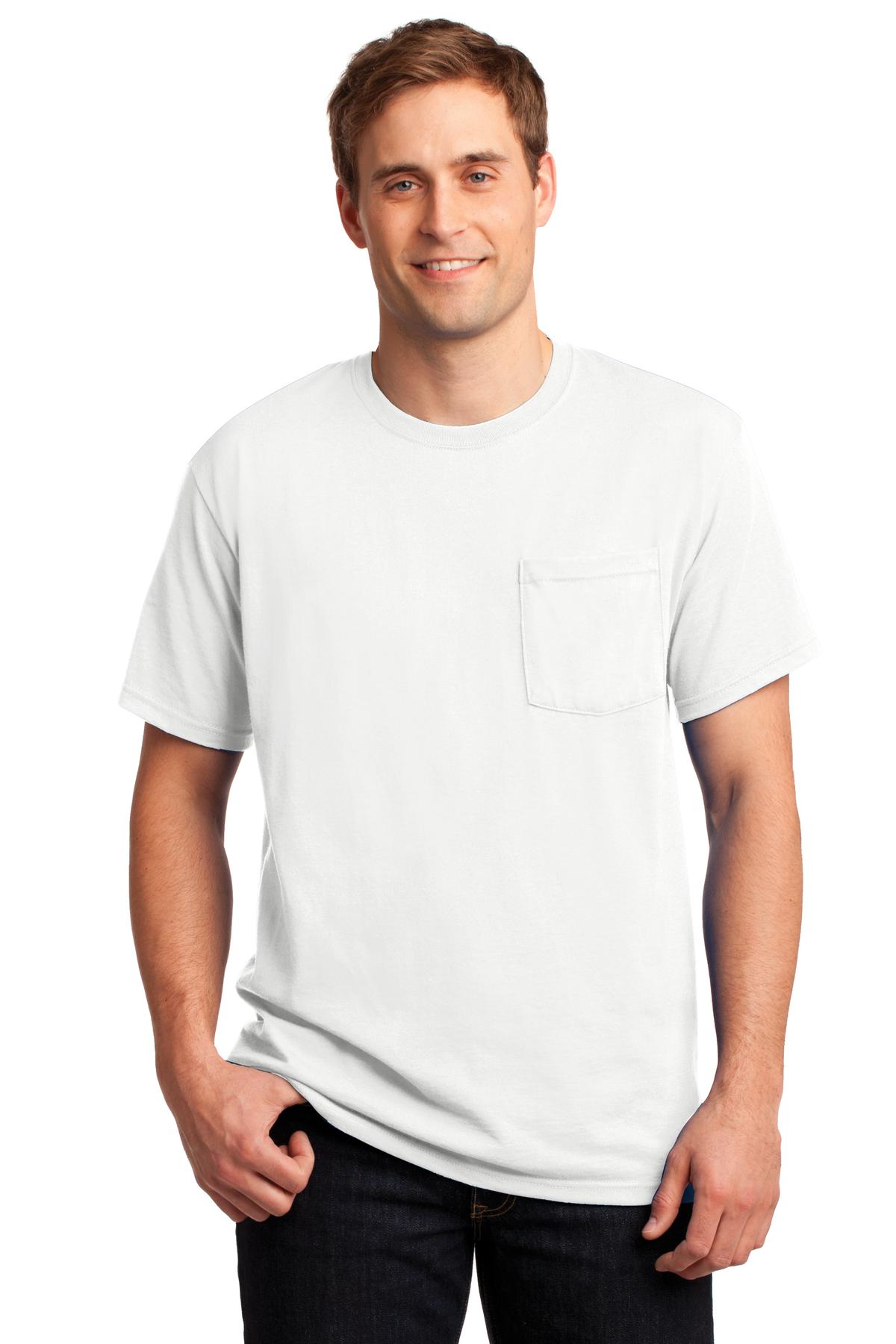 JERZEES® - Dri-Power® 50/50 Cotton/Poly Pocket T-Shirt. 29MP [White] - DFW Impression