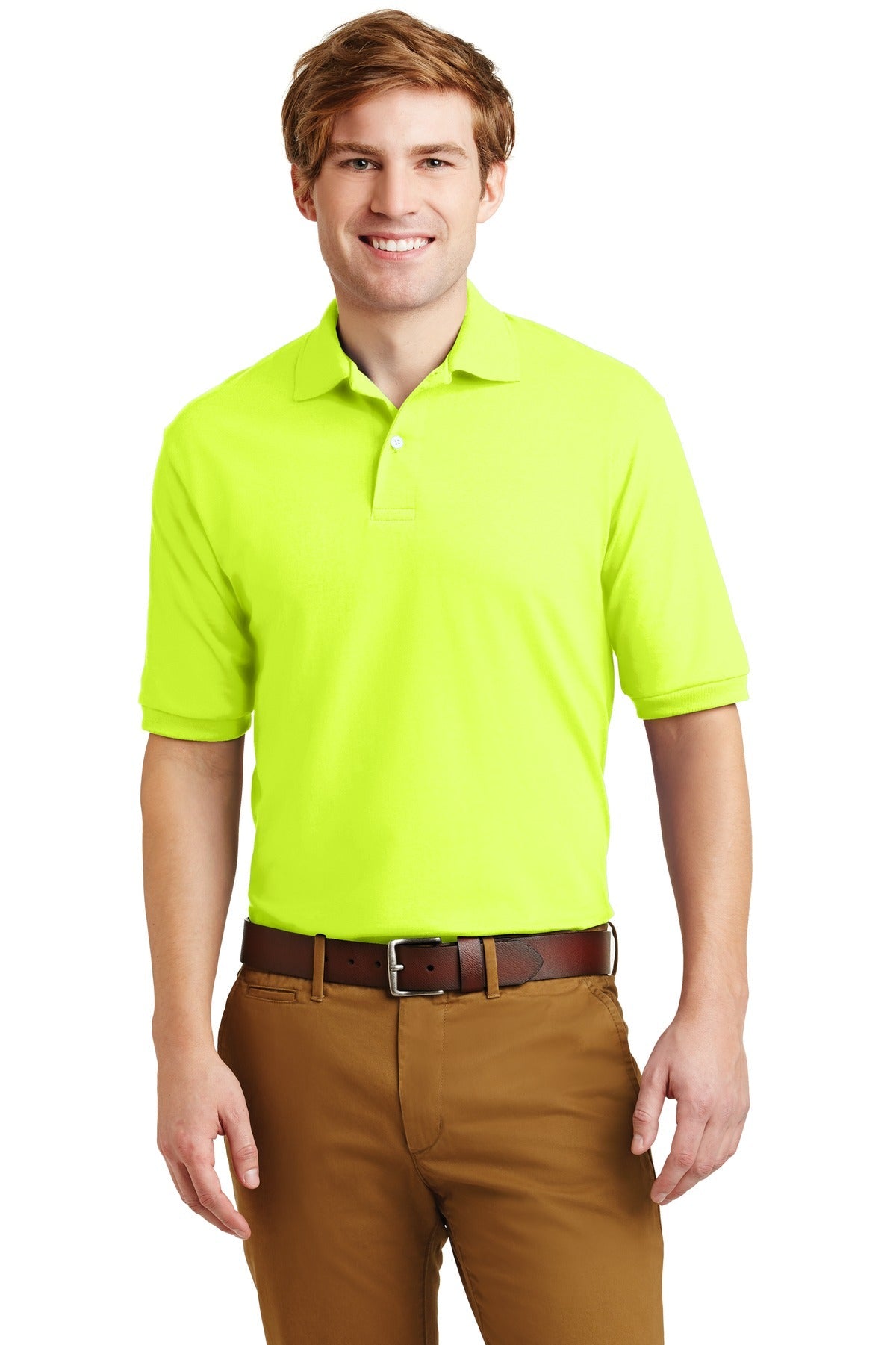 JERZEES® - SpotShield™ 5.4-Ounce Jersey Knit Sport Shirt. 437M [Safety Green] - DFW Impression