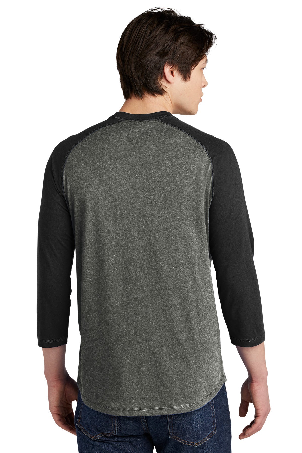 New Era Heritage Blend 3/4-Sleeve Baseball Raglan Tee. NEA104 S Black/ White