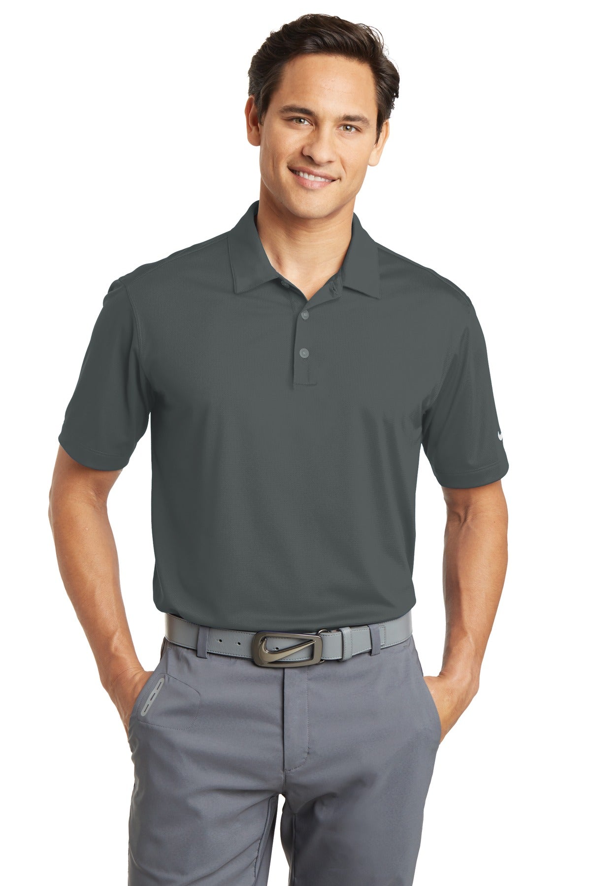 Nike Dri-FIT Vertical Mesh Polo. 637167 [Anthracite] - DFW Impression