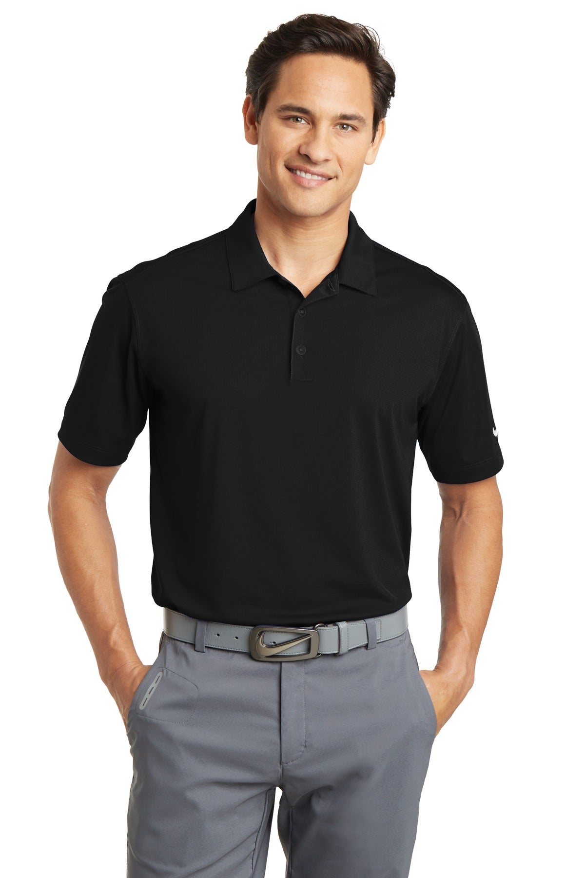 Nike Dri-FIT Vertical Mesh Polo. 637167 [Black] - DFW Impression