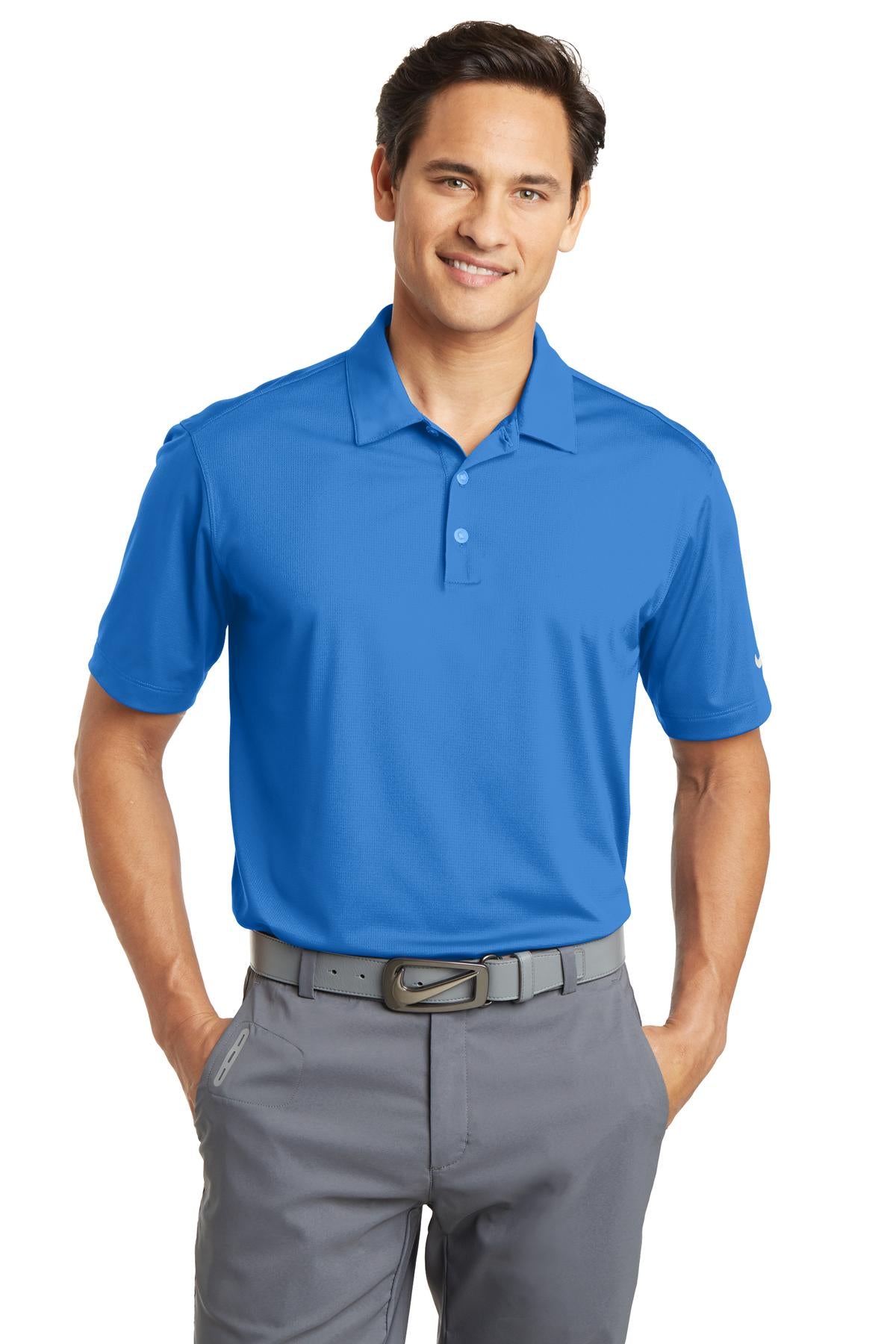 Nike Dri-FIT Vertical Mesh Polo. 637167 [Brisk Blue] - DFW Impression