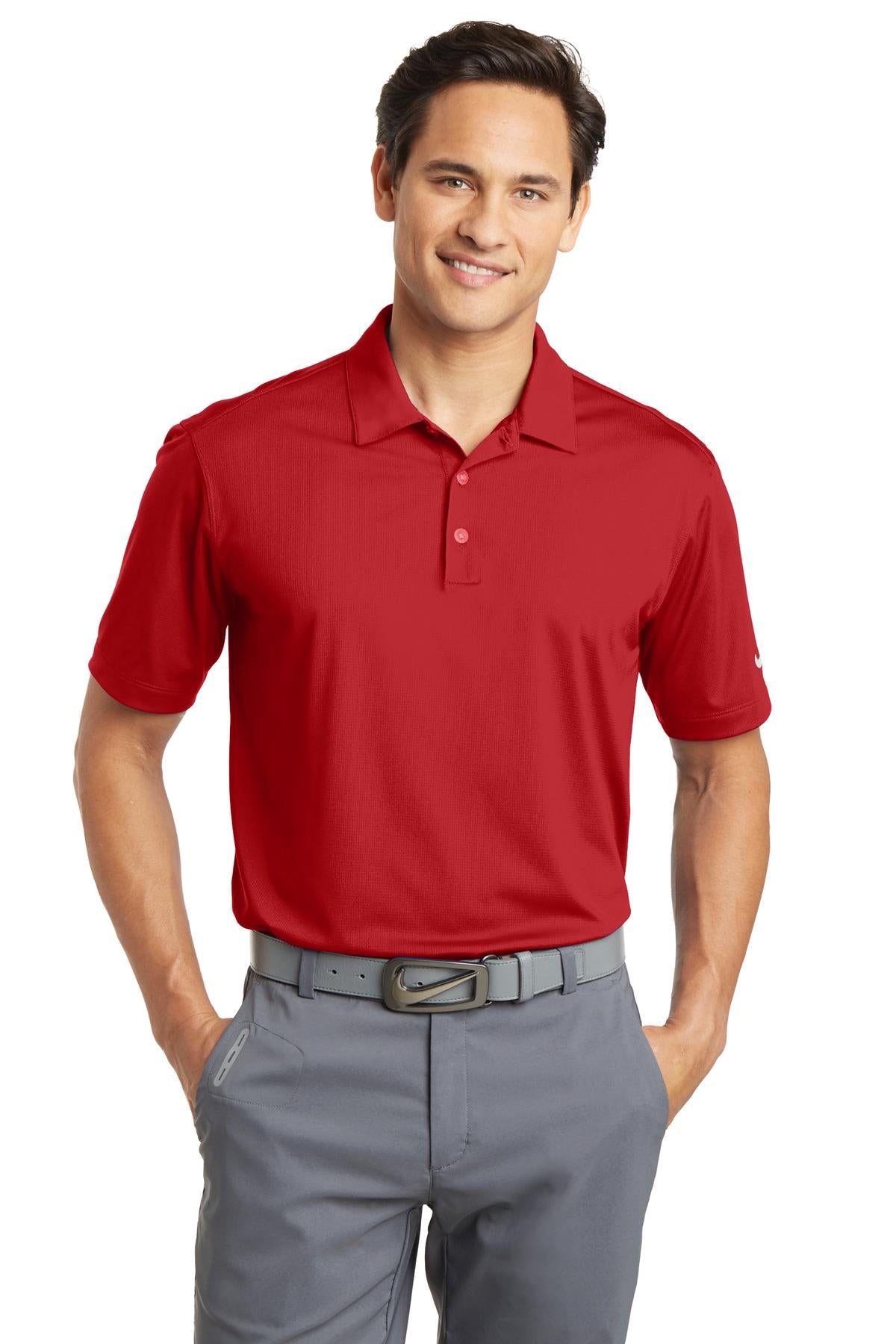 Nike Dri-FIT Vertical Mesh Polo. 637167 [University Red] - DFW Impression