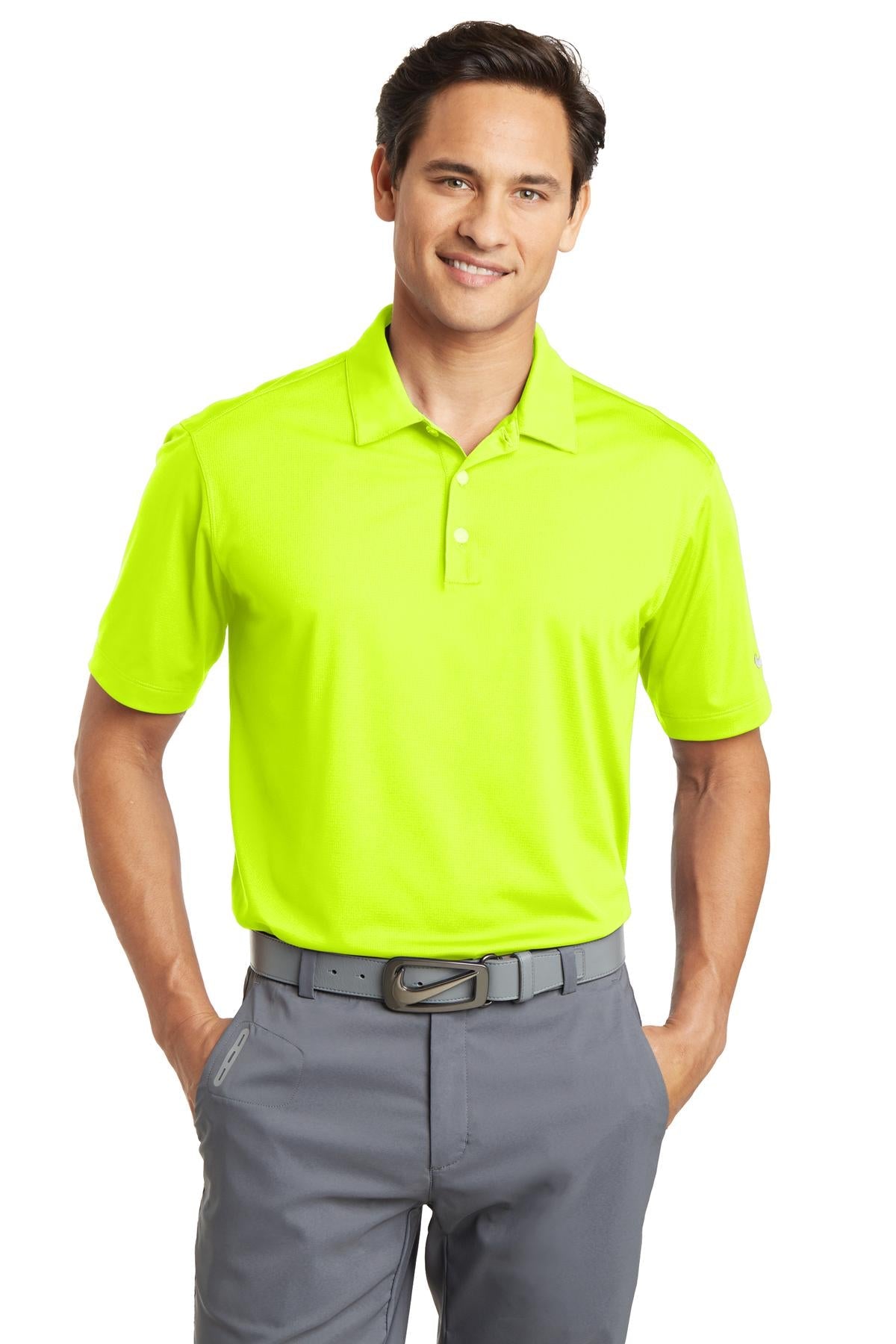 Nike Dri-FIT Vertical Mesh Polo. 637167 [Volt] - DFW Impression