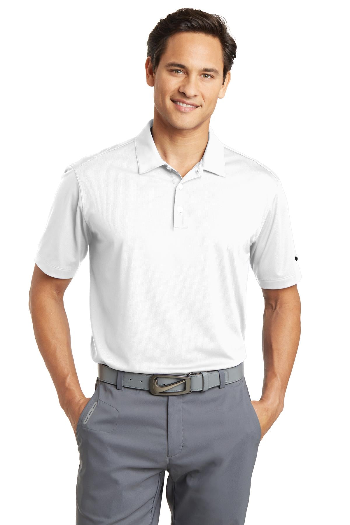 Nike Dri-FIT Vertical Mesh Polo. 637167 [White] - DFW Impression