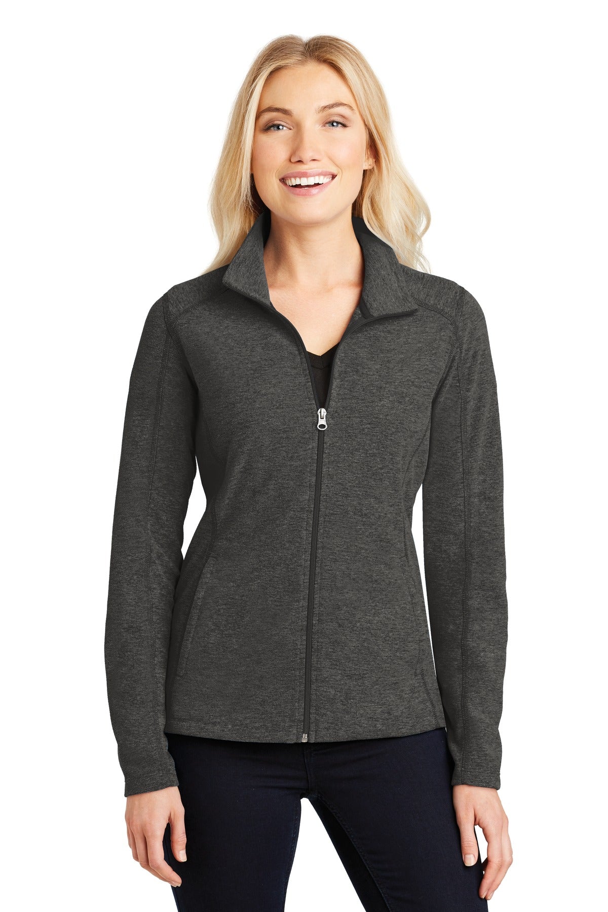 Port Authority® Ladies Heather Microfleece Full-Zip Jacket. L235 - DFW Impression