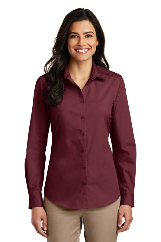 Port Authority® Ladies Long Sleeve Carefree Poplin Shirt. LW100 - DFW Impression