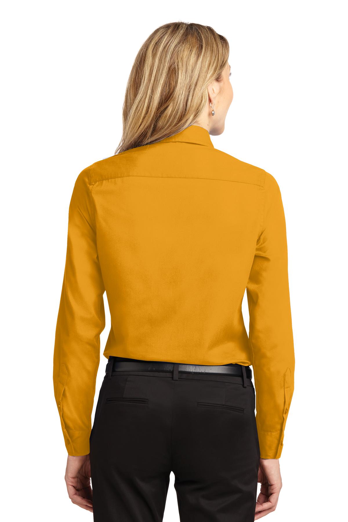 Port Authority® Ladies Long Sleeve Easy Care Shirt. L608 [Athletic Gold/ Light Stone] - DFW Impression