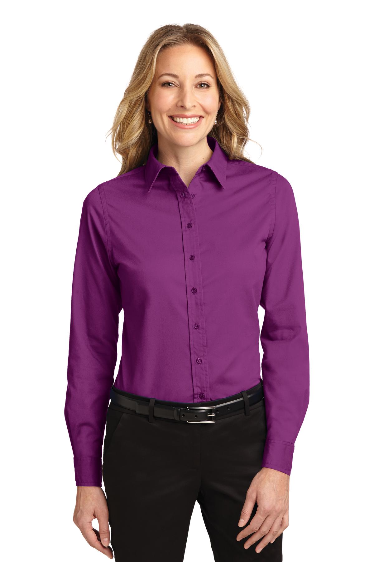 Port Authority® Ladies Long Sleeve Easy Care Shirt. L608 [Deep Berry] - DFW Impression
