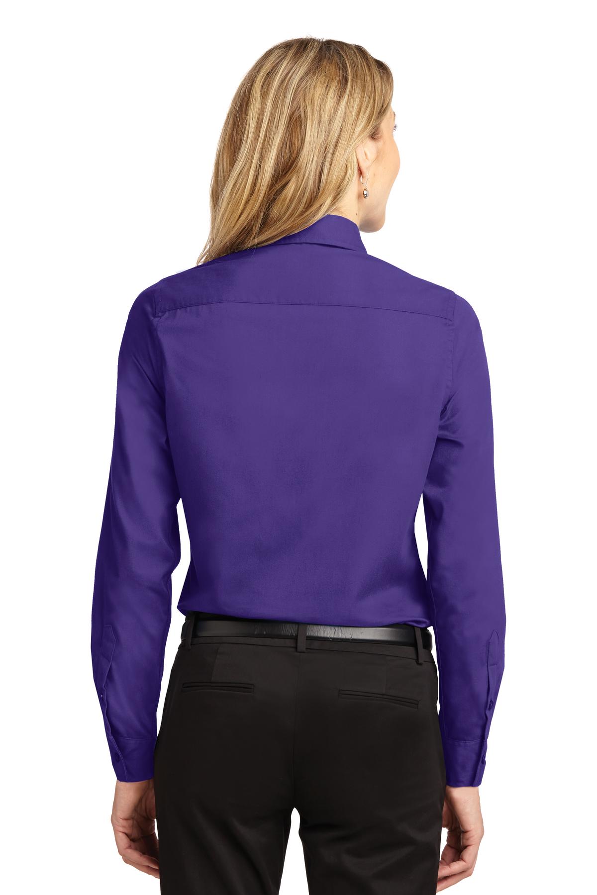 Port Authority® Ladies Long Sleeve Easy Care Shirt. L608 [Purple/ Light Stone] - DFW Impression