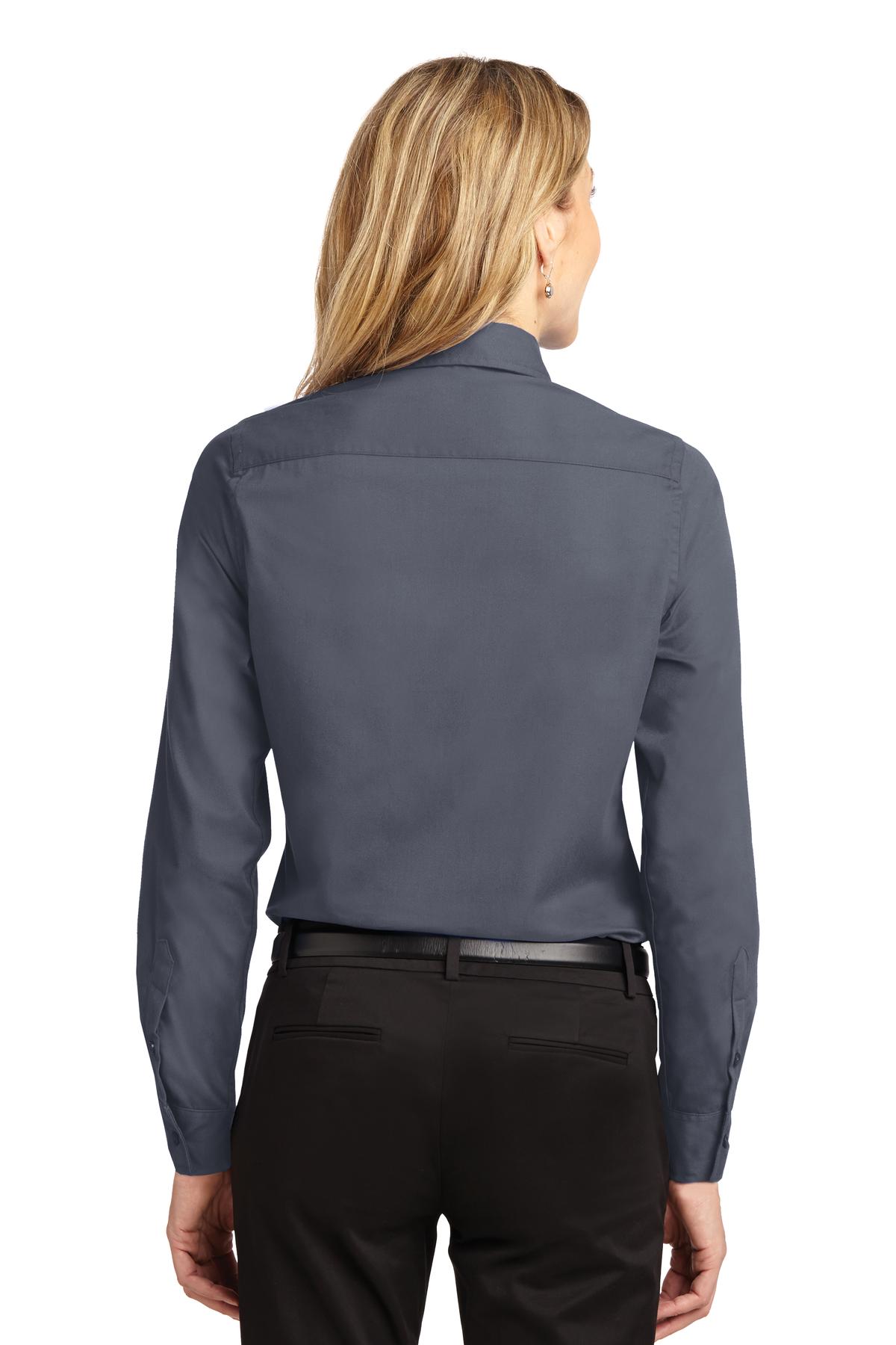 Port Authority® Ladies Long Sleeve Easy Care Shirt. L608 [Steel Grey/ Light Stone] - DFW Impression