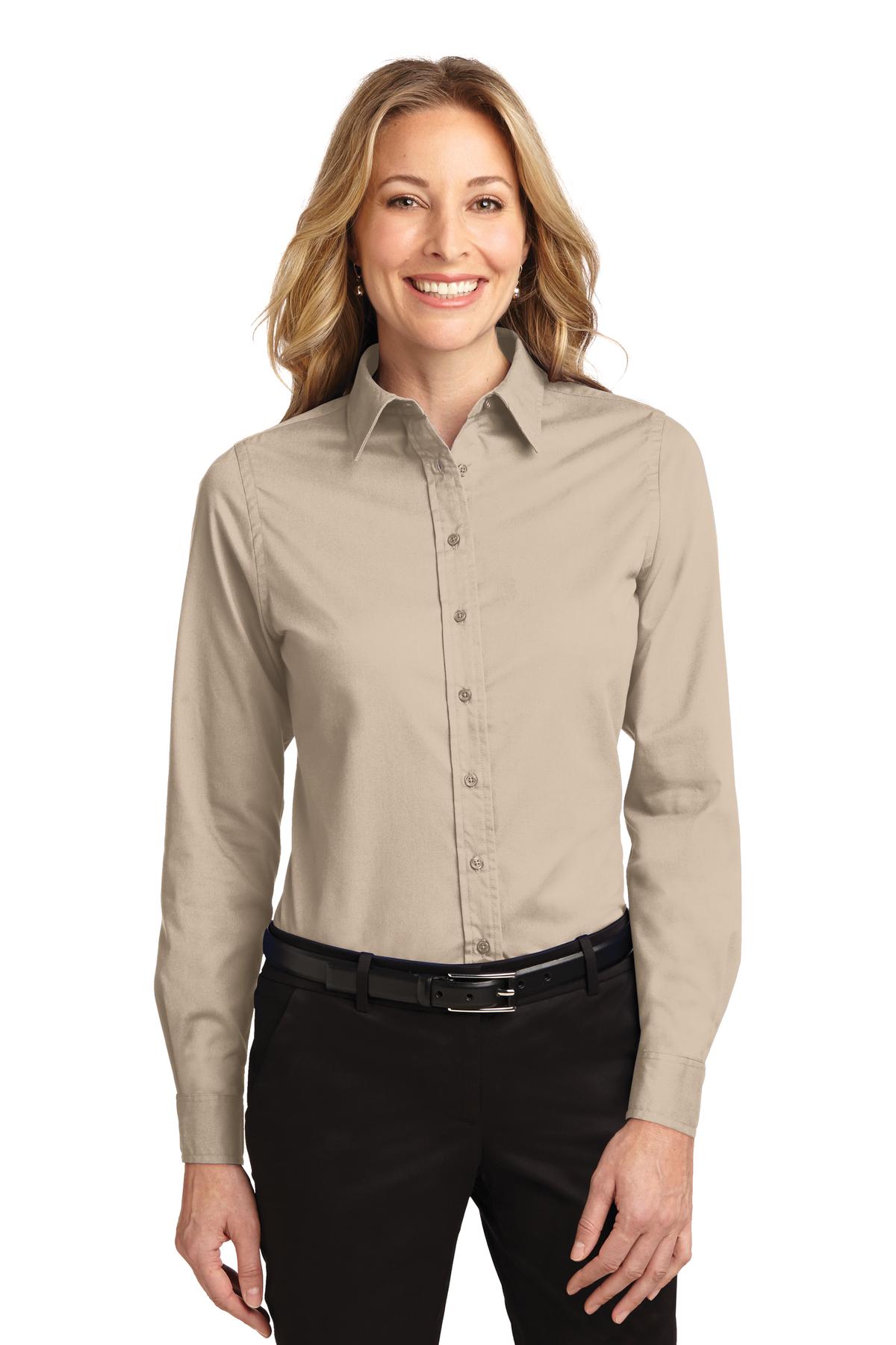 Port Authority® Ladies Long Sleeve Easy Care Shirt. L608 [Stone] - DFW Impression