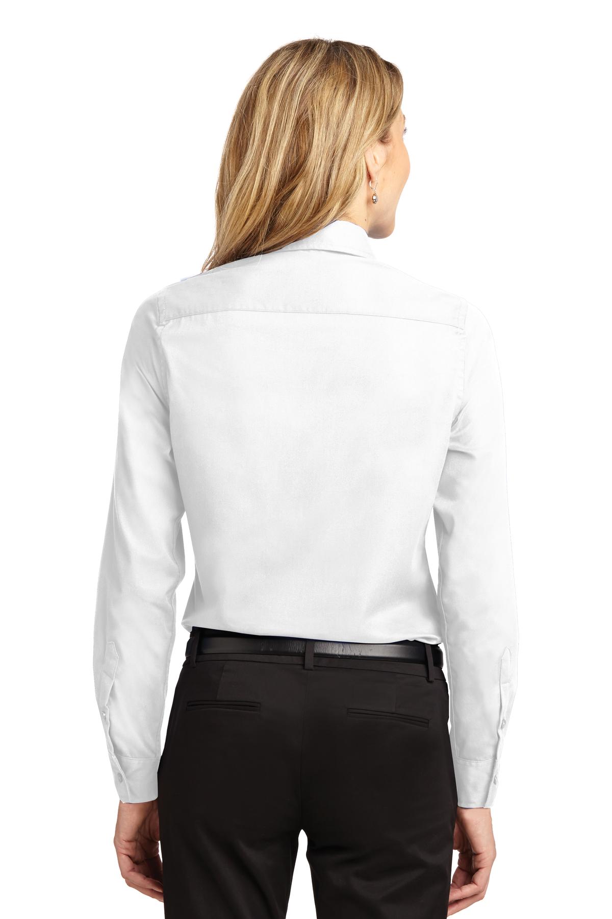 Port Authority® Ladies Long Sleeve Easy Care Shirt. L608 [White/ Light Stone] - DFW Impression