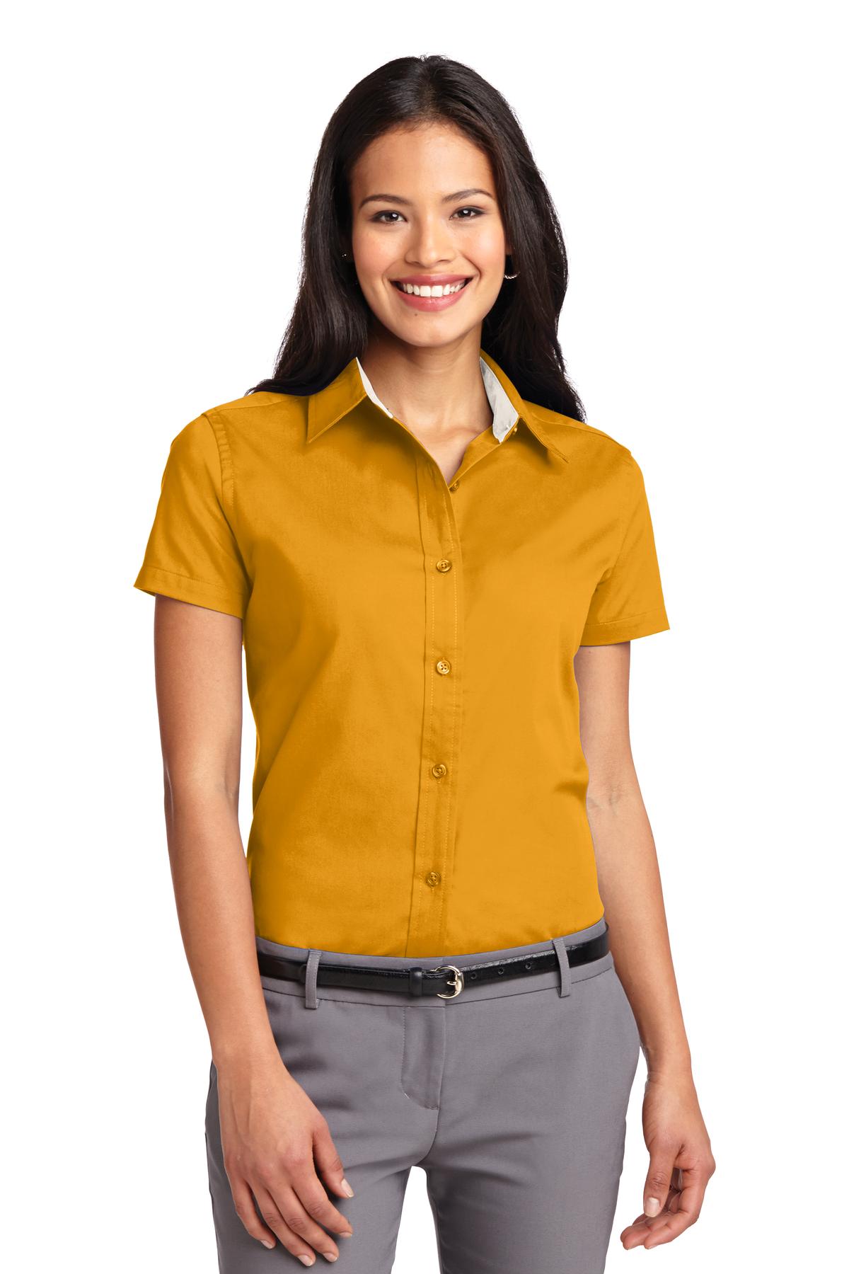 Port Authority® Ladies Short Sleeve Easy Care Shirt. L508 [Athletic Gold/ Light Stone] - DFW Impression