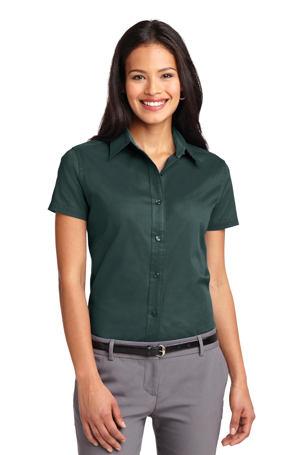 Port Authority® Ladies Short Sleeve Easy Care Shirt. L508 [Dark Green/ Navy] - DFW Impression