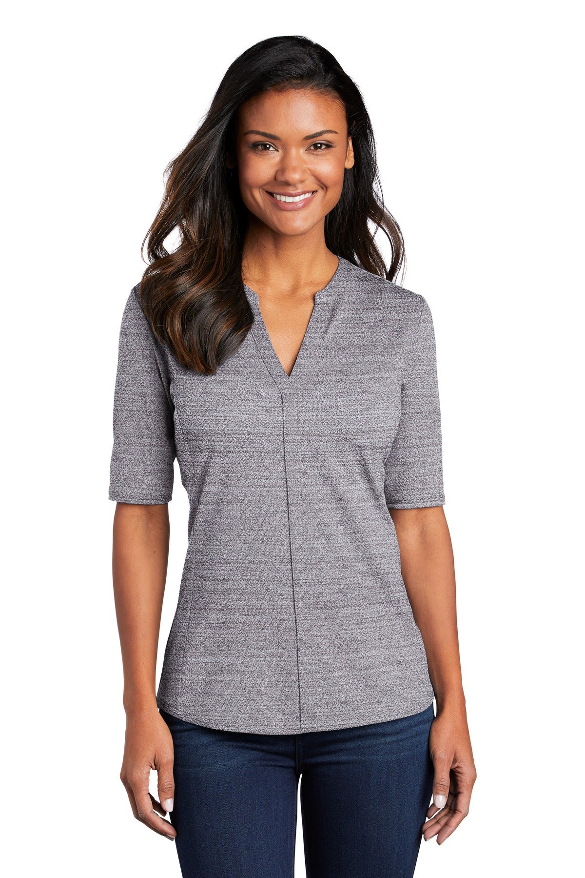 Port Authority ® Ladies Stretch Heather Open Neck Top LK583 - DFW Impression