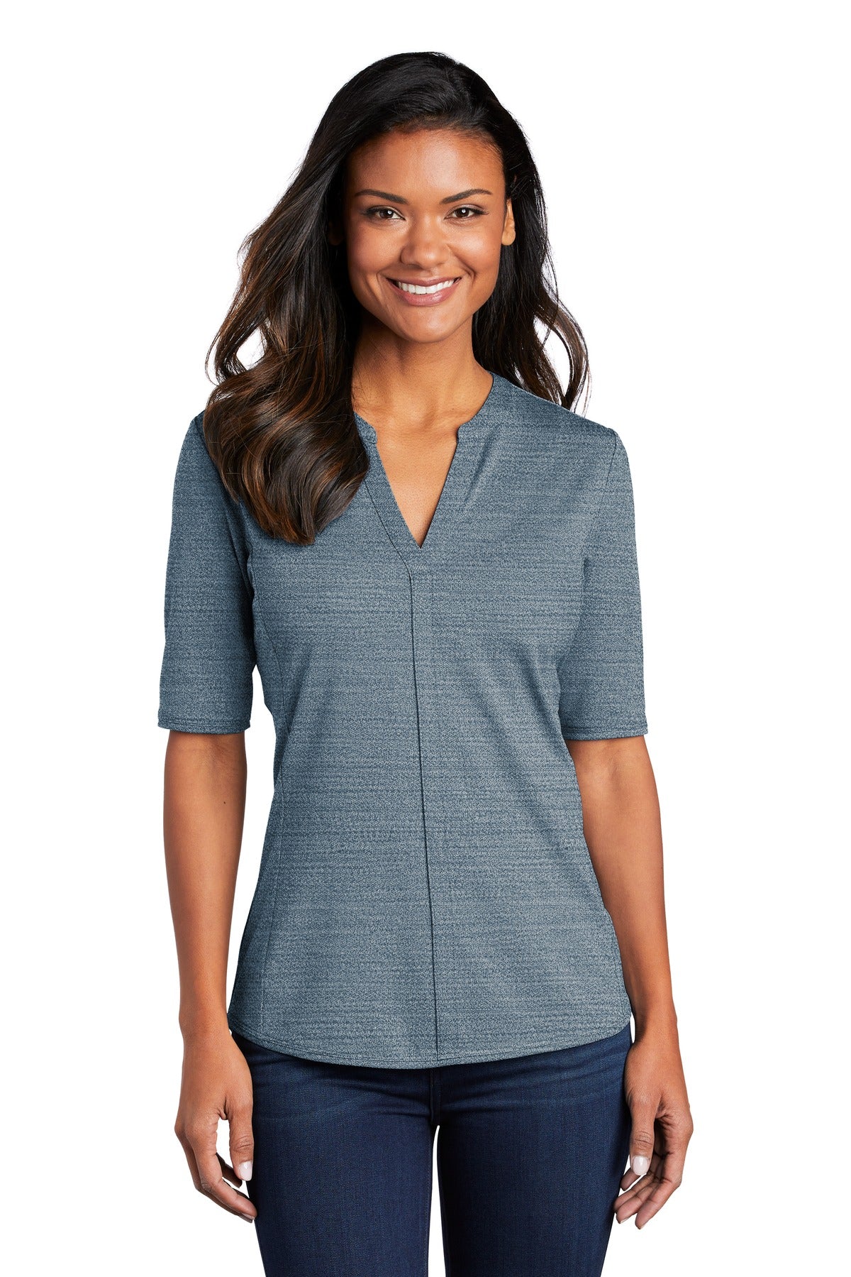 Port Authority ® Ladies Stretch Heather Open Neck Top LK583 - DFW Impression