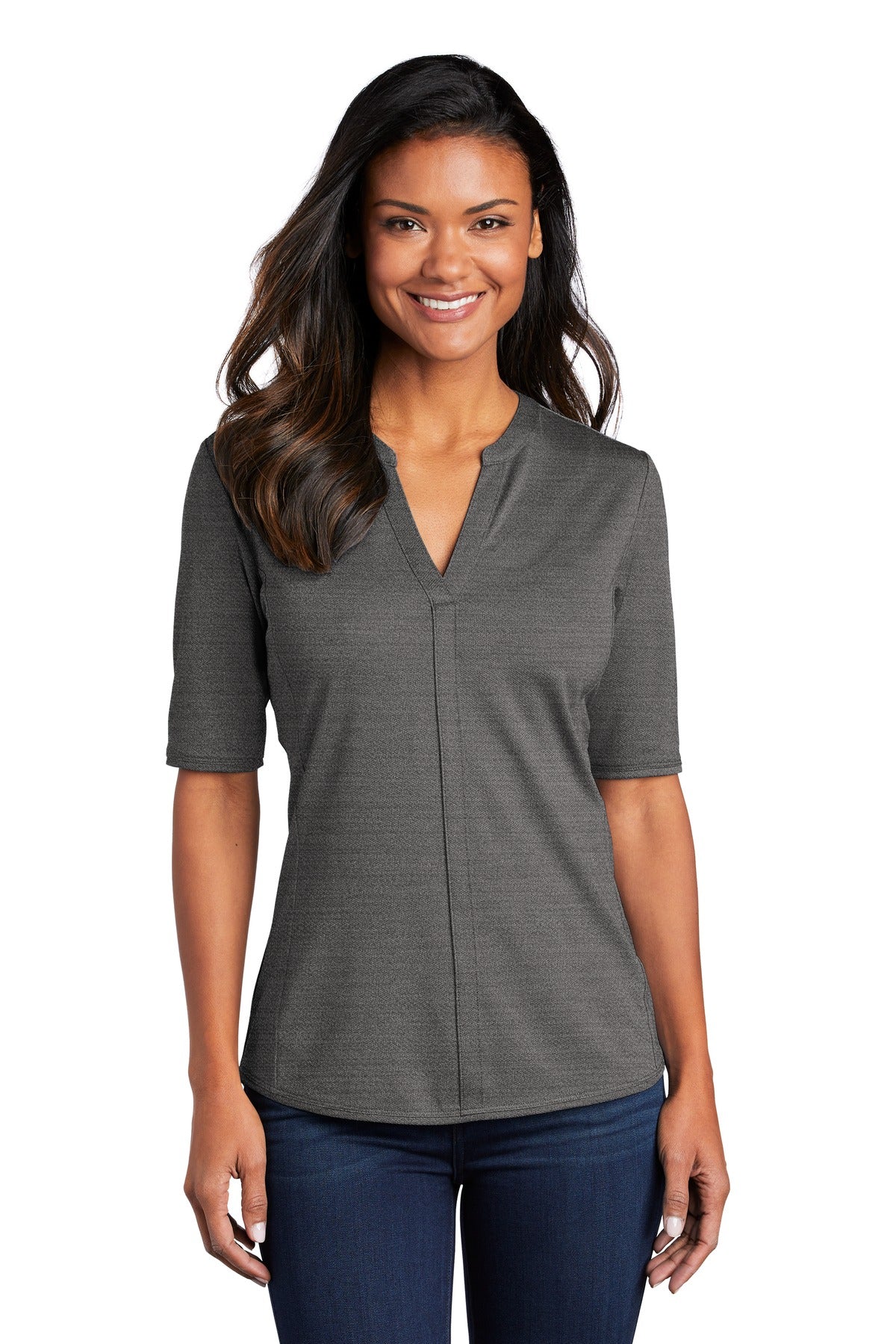 Port Authority ® Ladies Stretch Heather Open Neck Top LK583 - DFW Impression