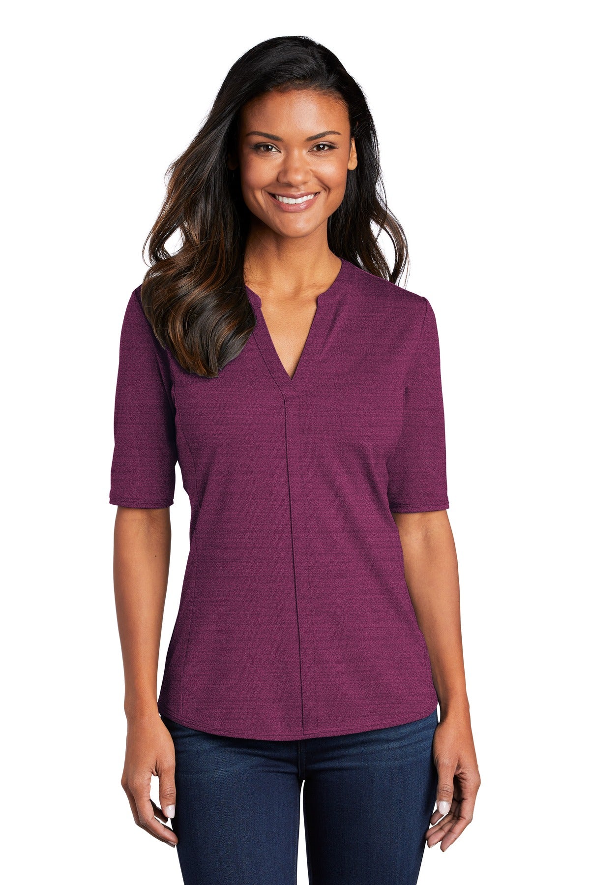 Port Authority ® Ladies Stretch Heather Open Neck Top LK583 - DFW Impression