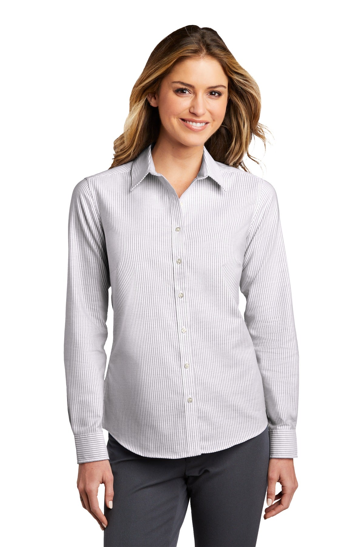 Port Authority ® Ladies SuperPro ™ Oxford Stripe Shirt. LW657 - DFW Impression