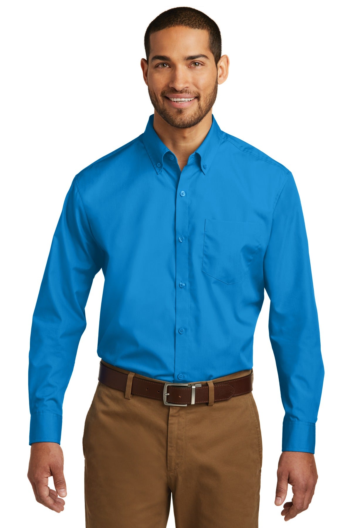 Port Authority® Long Sleeve Carefree Poplin Shirt. W100 [Coastal Blue] - DFW Impression