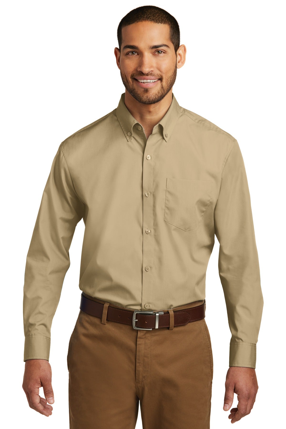 Port Authority® Long Sleeve Carefree Poplin Shirt. W100 [Wheat] - DFW Impression
