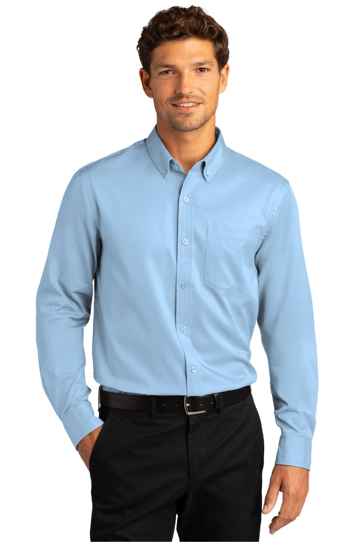 Port Authority® Long Sleeve SuperPro React™ Twill Shirt. W808 [Cloud Blue] - DFW Impression