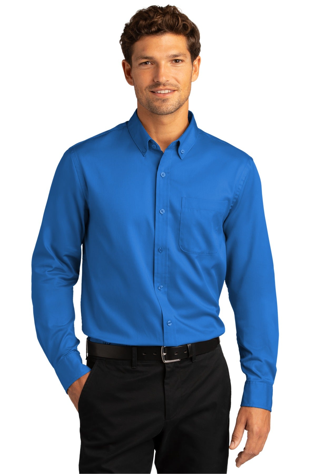 Port Authority® Long Sleeve SuperPro React™ Twill Shirt. W808 [Strong Blue] - DFW Impression