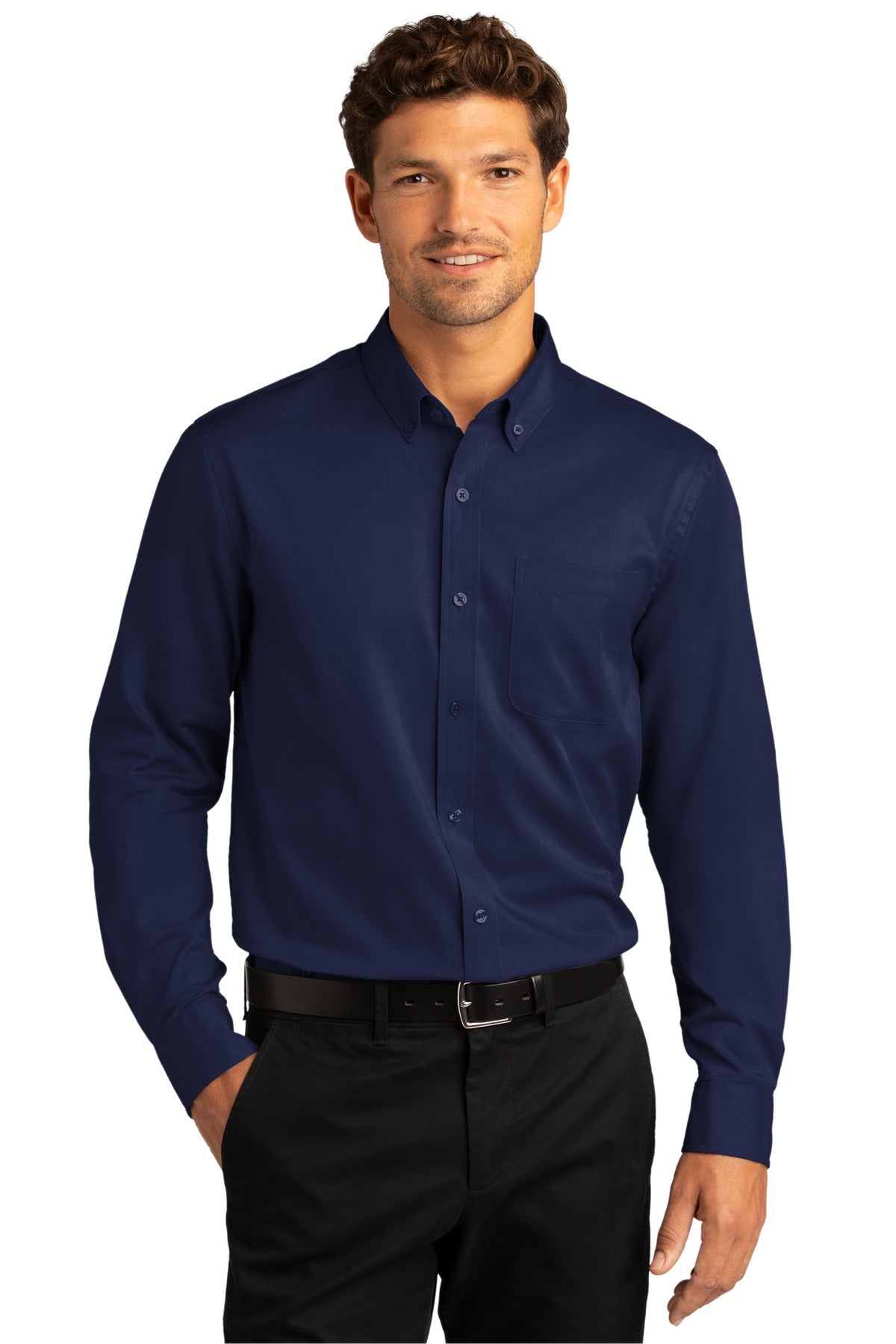 Port Authority® Long Sleeve SuperPro React™ Twill Shirt. W808 [True Navy] - DFW Impression