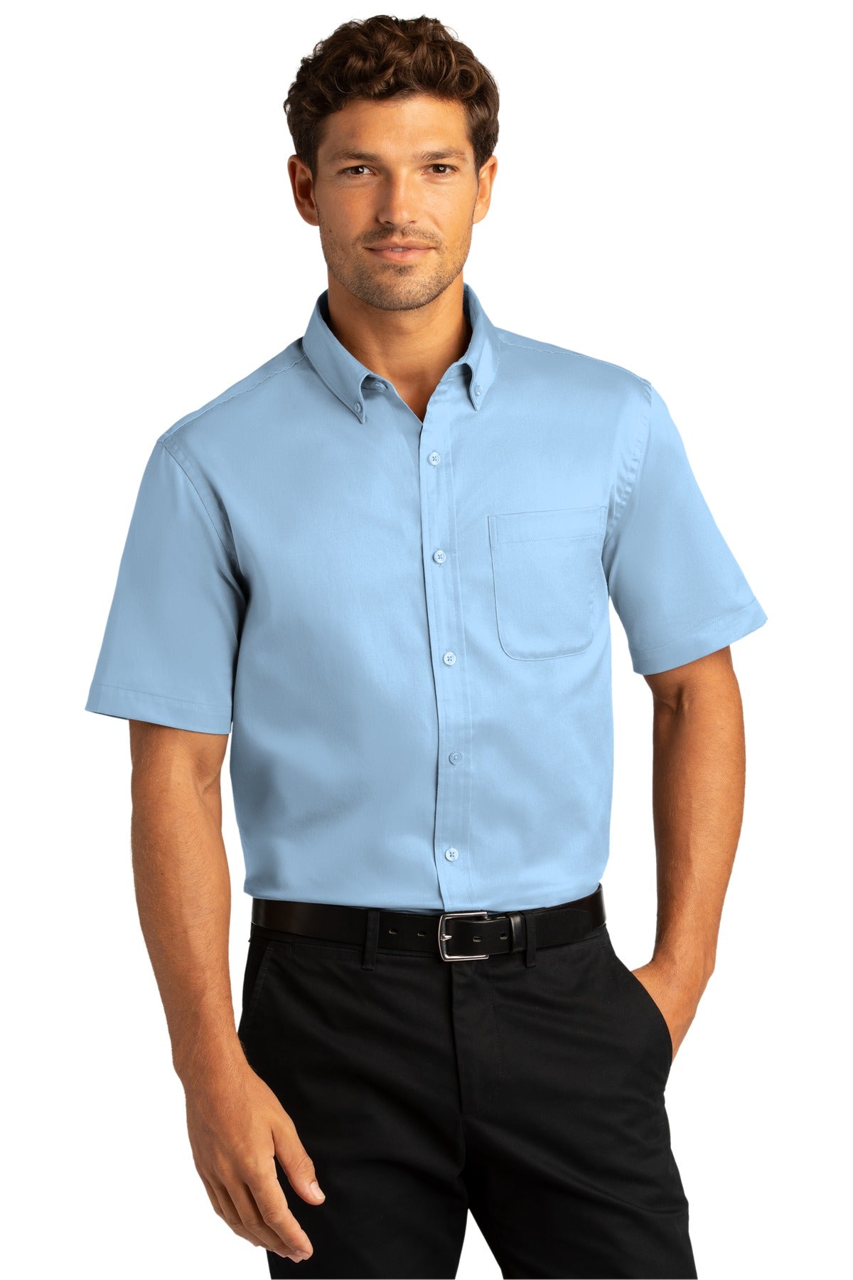 Port Authority® Short Sleeve SuperPro React™ Twill Shirt. W809 [Cloud Blue] - DFW Impression