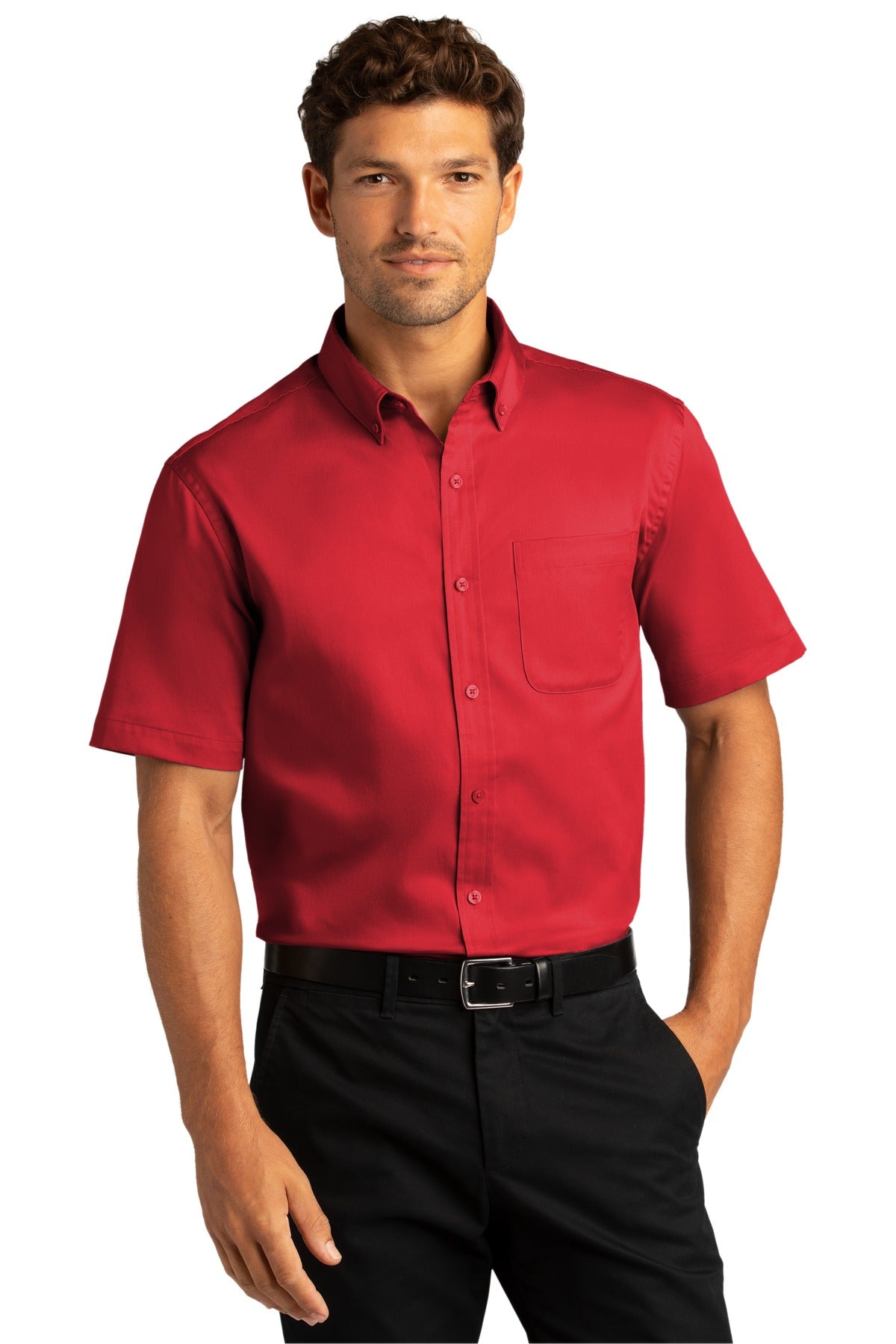 Port Authority® Short Sleeve SuperPro React™ Twill Shirt. W809 [Rich Red] - DFW Impression