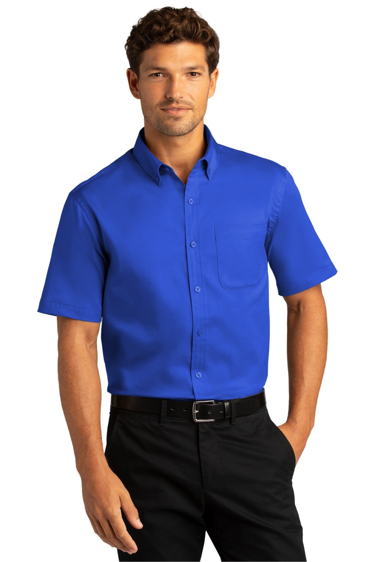 Port Authority® Short Sleeve SuperPro React™ Twill Shirt. W809 [True Royal] - DFW Impression