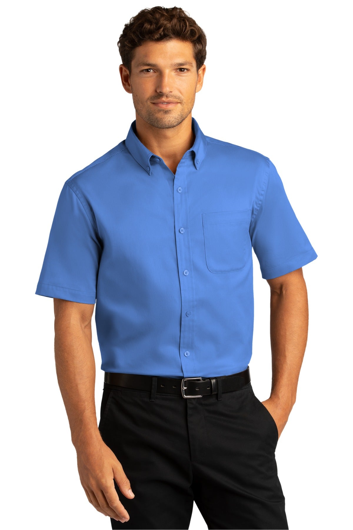 Port Authority® Short Sleeve SuperPro React™ Twill Shirt. W809 [Ultramarine Blue] - DFW Impression