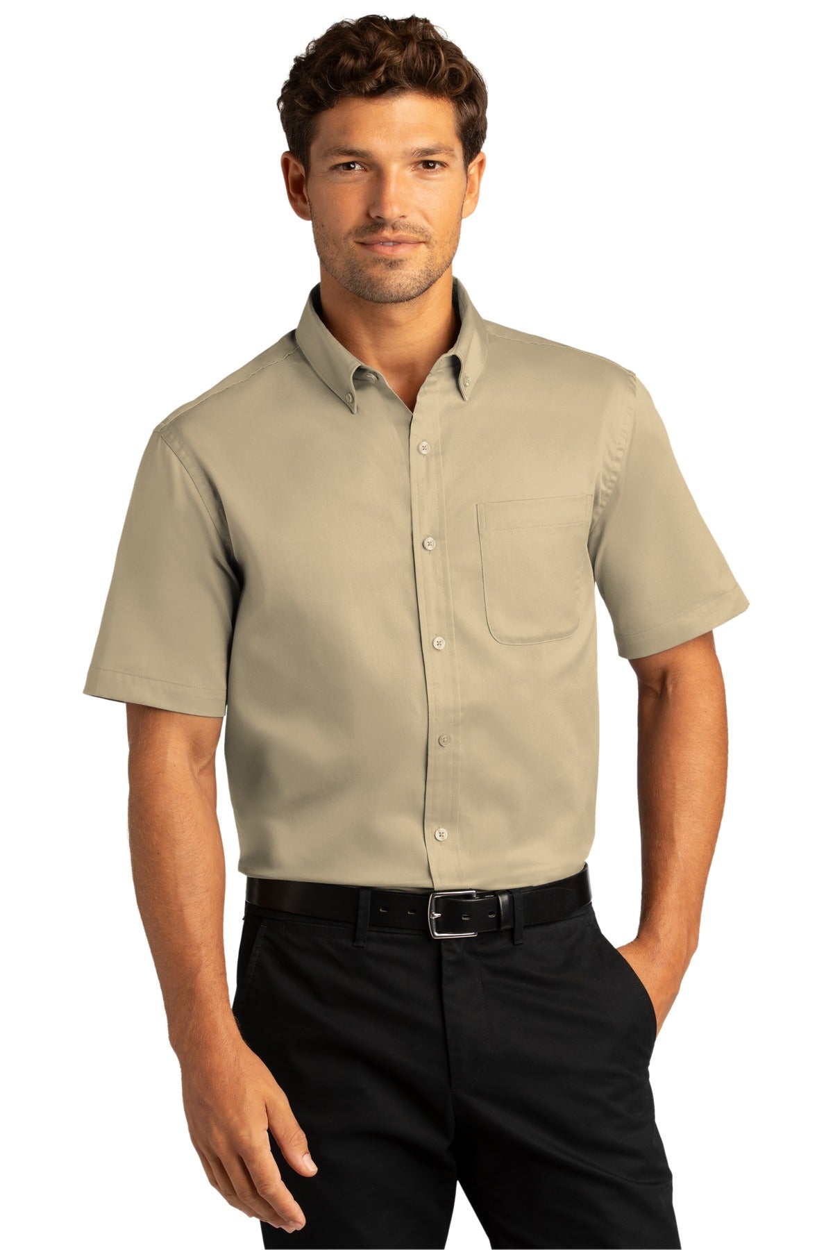 Port Authority® Short Sleeve SuperPro React™ Twill Shirt. W809 [Wheat] - DFW Impression