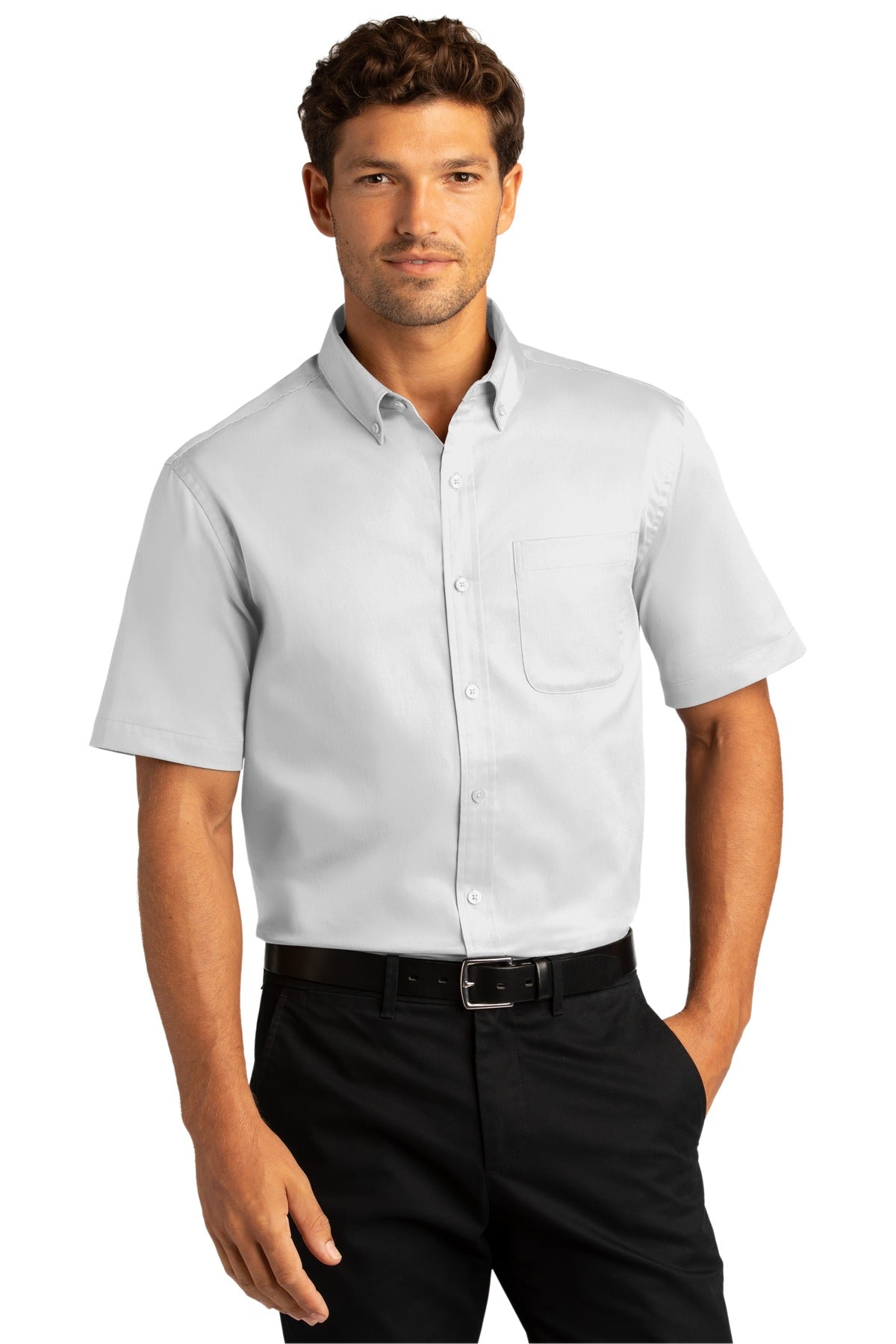 Port Authority® Short Sleeve SuperPro React™ Twill Shirt. W809 [White] - DFW Impression