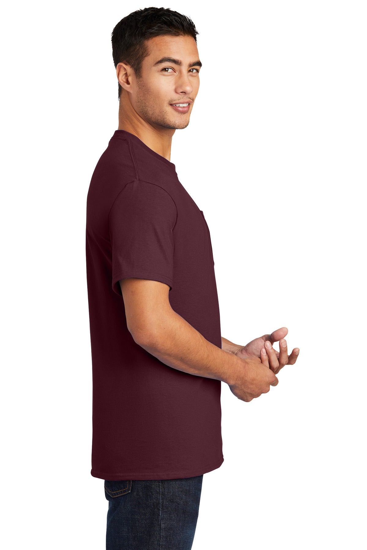 Port & Company® - Essential Pocket Tee. PC61P [Athletic Maroon] - DFW Impression