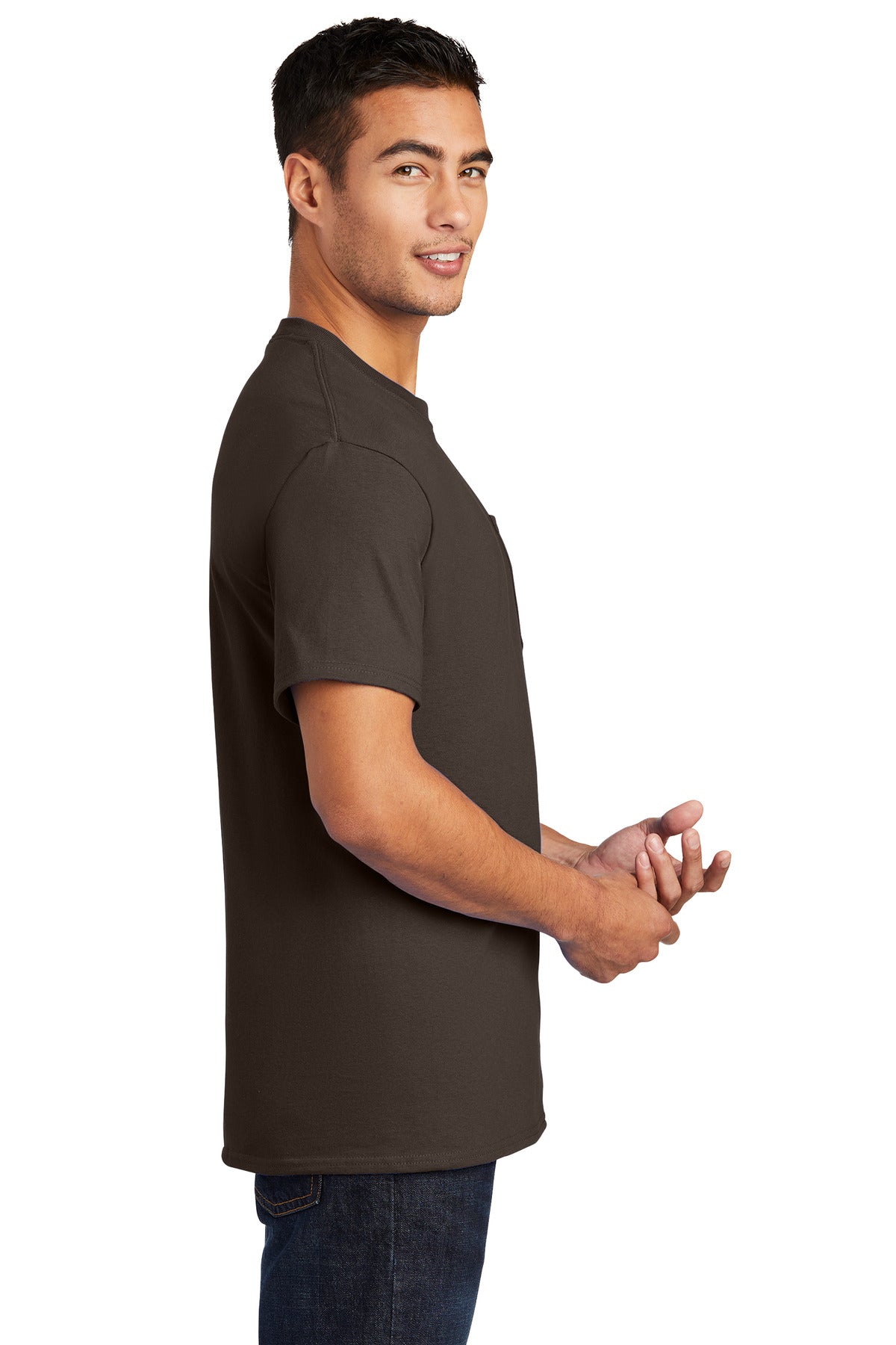 Port & Company® - Essential Pocket Tee. PC61P [Brown] - DFW Impression